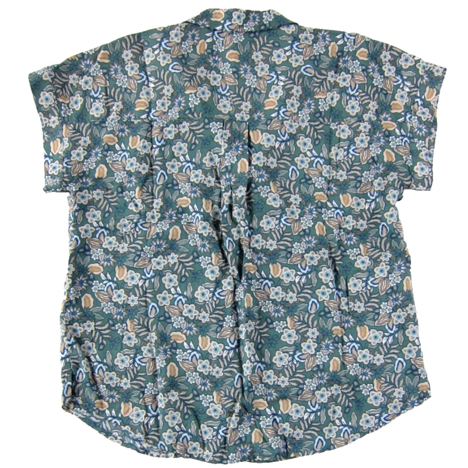 Lucky Brand Lucky Brand Button-Up Short Sleeve Blouse S Womens Floral 100% Rayon Green Brown Blue Size S / US 4 / IT 40 - 2 Thumbnail