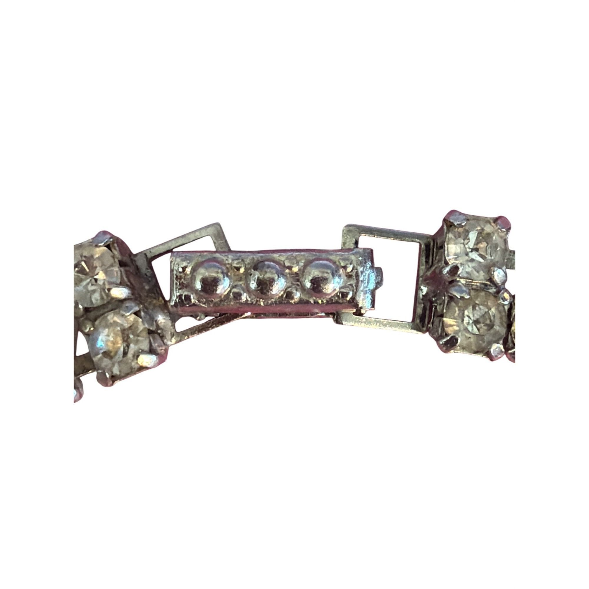Other Vtg Silver Tone Crystal Rhinestone Tennis Bracelet Bridgerto Size ONE SIZE - 3 Thumbnail