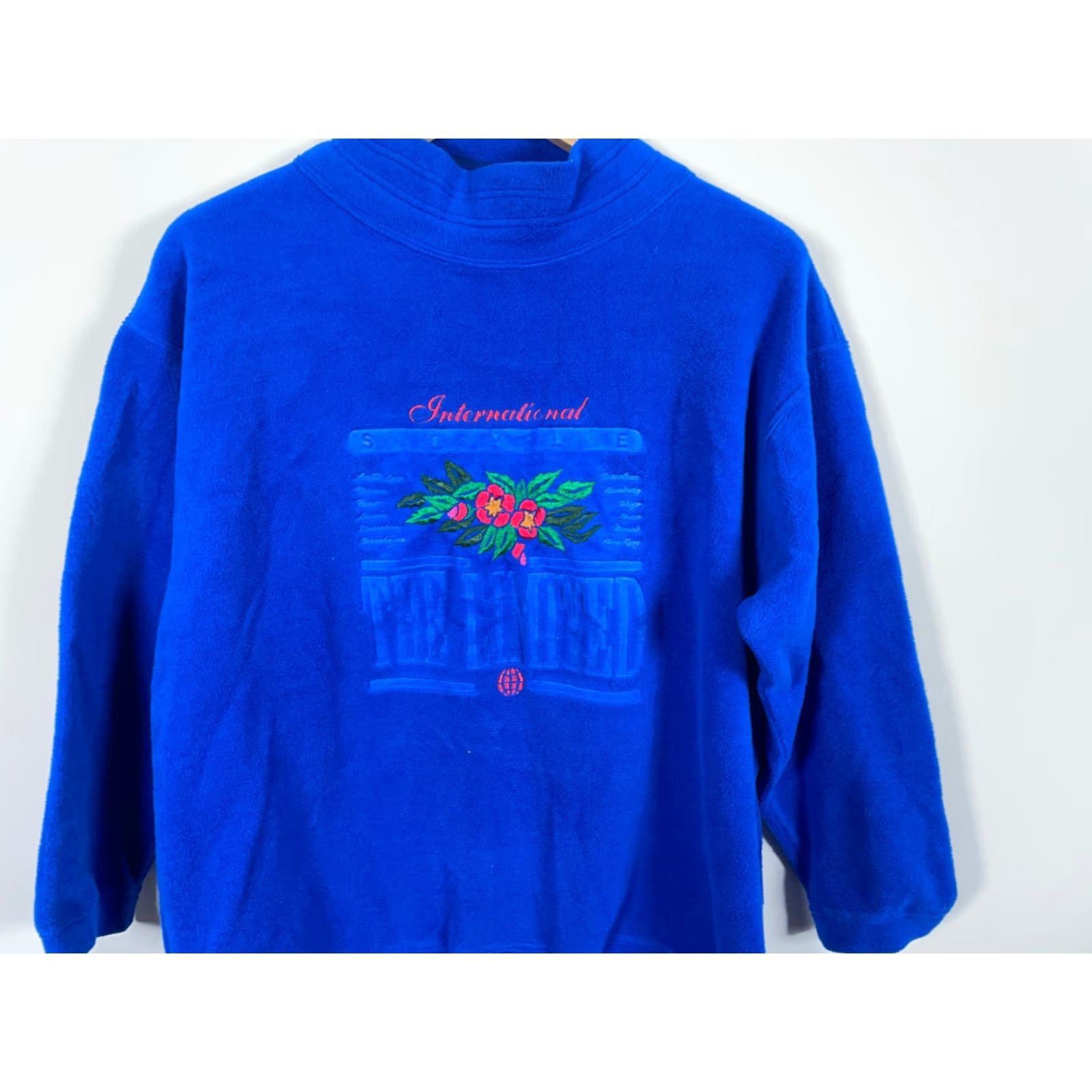 Vintage VINTAGE The Limited Sweatshirt Pullover Mock Neck Embroidered Fleece Women's Medium Blue Size M / US 6-8 / IT 42-44 - 4 Thumbnail