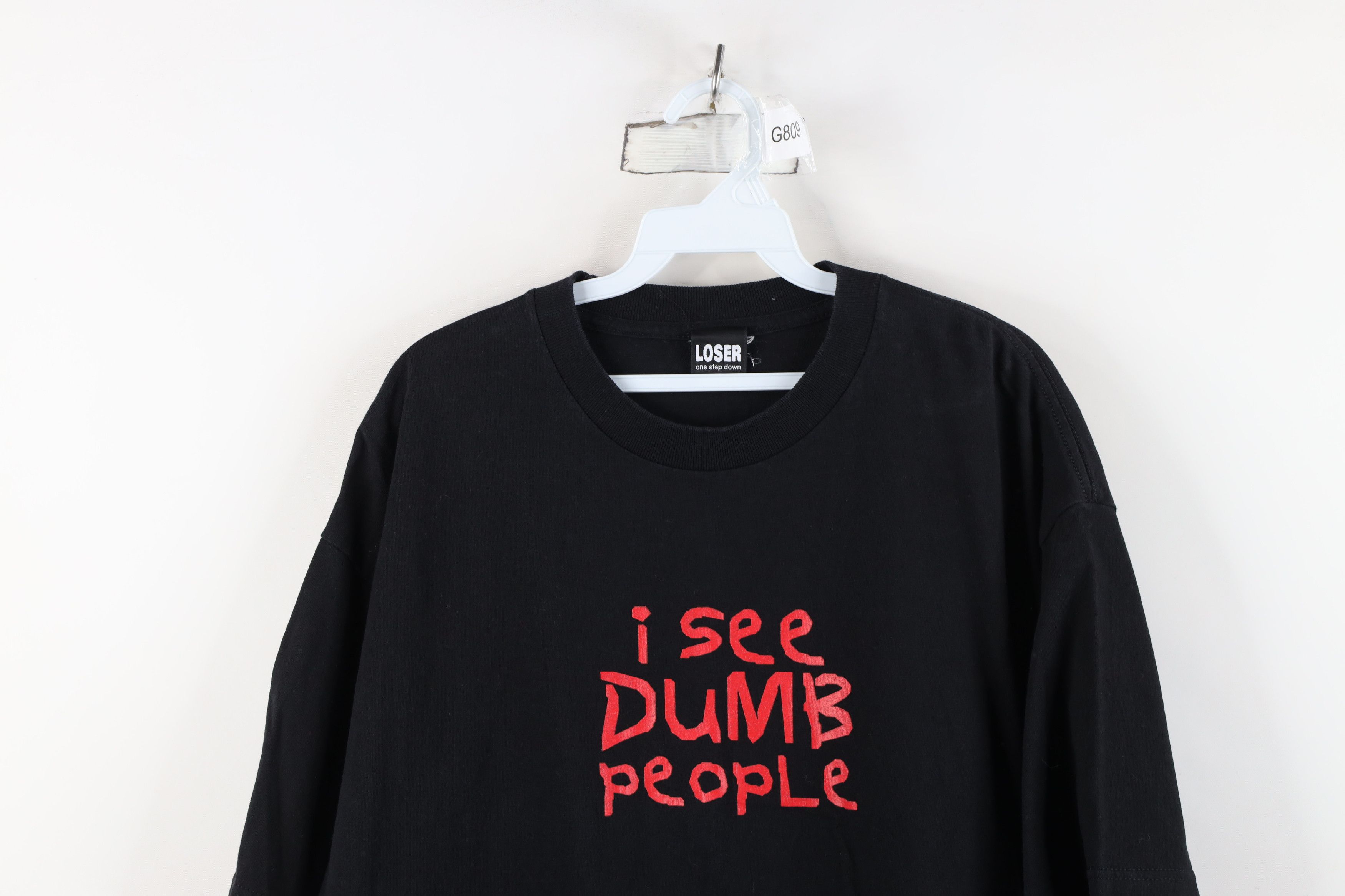 Vintage Vintage 90s Loser Skateboards Dumb People T-Shirt Black USA Size US XL / EU 56 / 4 - 2 Thumbnail