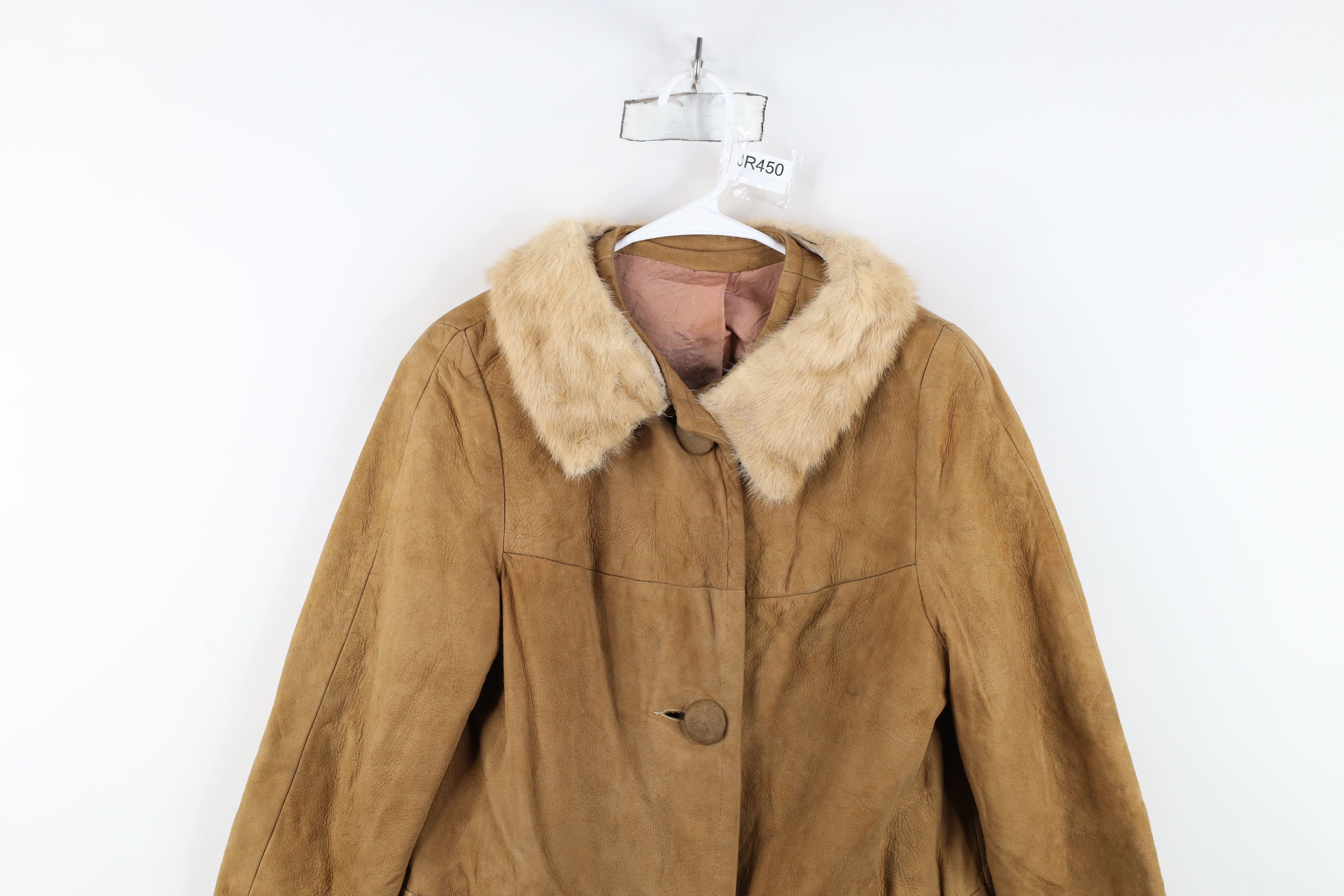 Vintage 40s 50s Rockabilly Fur Trim Suede Leather Jacket