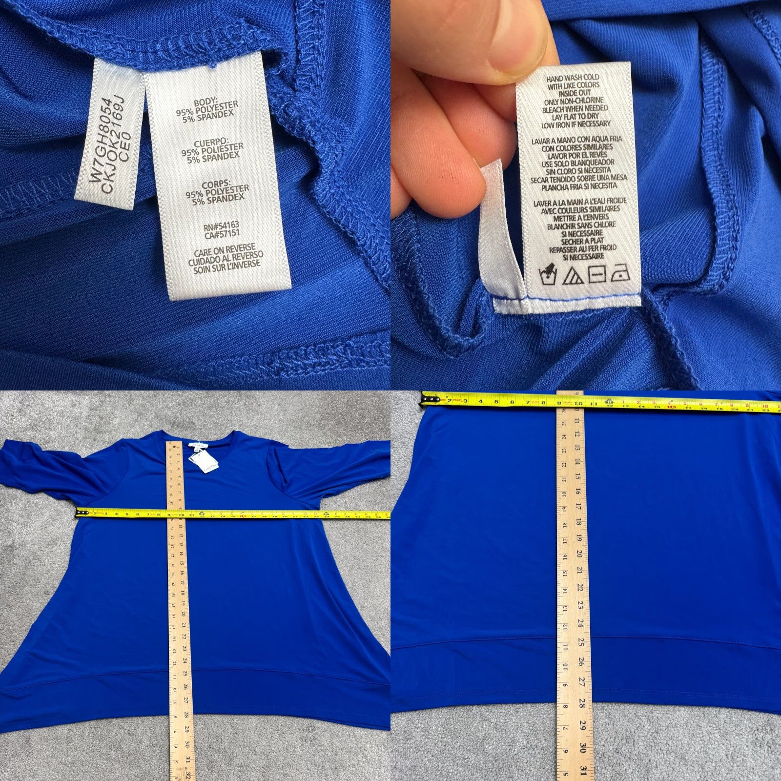 Calvin Klein Calvin Klein Collection Blouse Womens Plus 1X Royal Blue Long Sleeve Tunic Shirt NWT Size XL / US 12-14 / IT 48-50 - 8 Thumbnail
