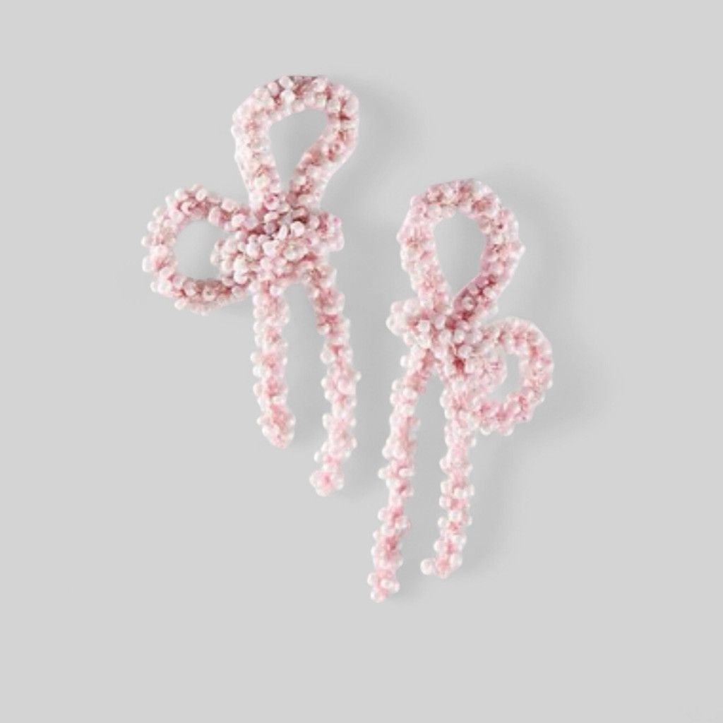 Free People NWT Free People Pink Beaded Bow Earrings Size ONE SIZE - 1 Thumbnail
