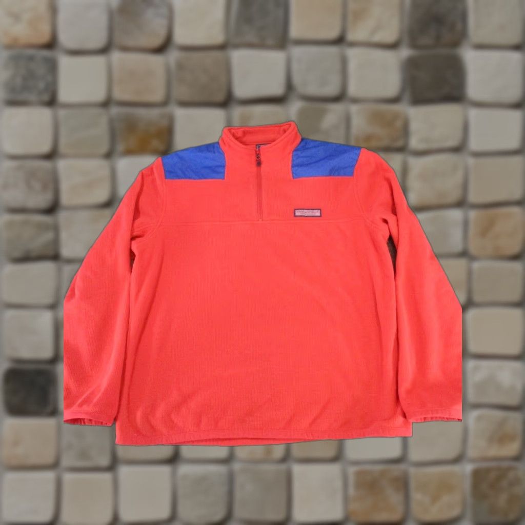 Vineyard Vines Vineyard Vines Jacket Mens Large Red Blue Waffle Knit Fleece, Windbreaker, Leather? Wait. Size US L / EU 52-54 / 3 - 1 Thumbnail