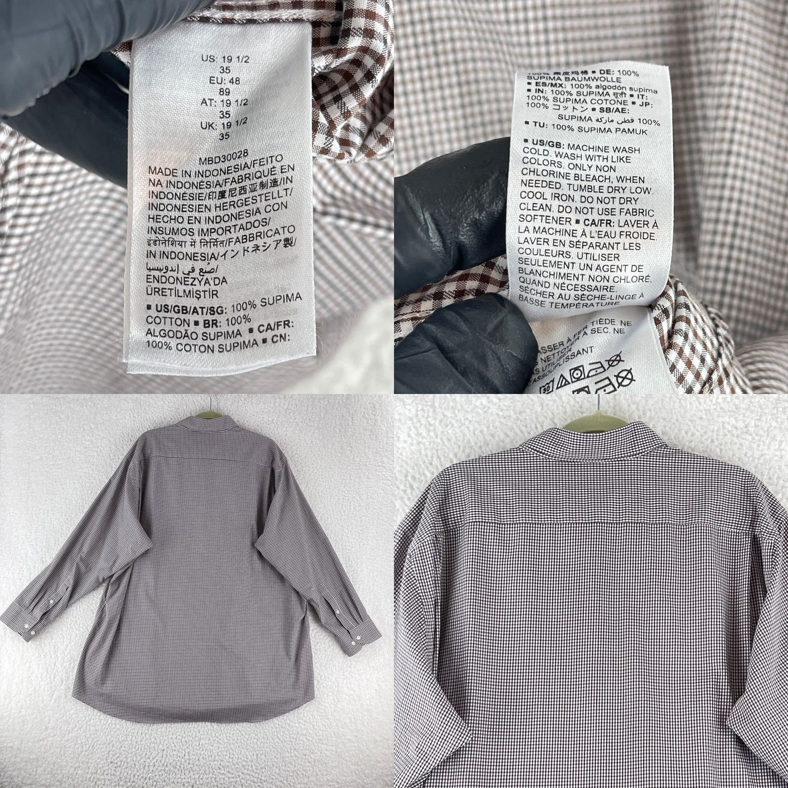 Vintage Buttoned Down Brown Plaid Tailored Button-Down Dress Shirt Mens 3XL Size 48R - 9 Thumbnail