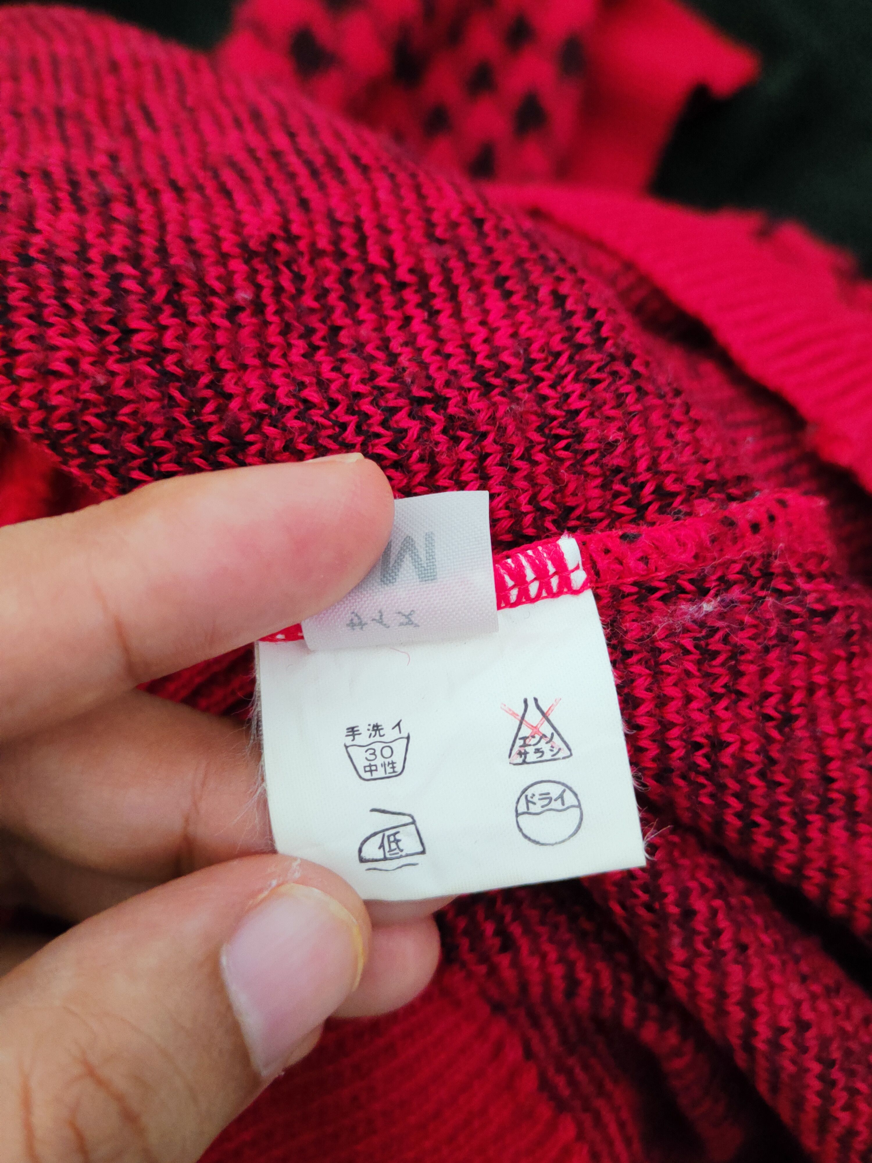 Homespun Knitwear × Japanese Brand × Vintage Patria Soeur Red Black Knitwear Sweatshirts #W1001 Size S / US 4 / IT 40 - 11 Thumbnail