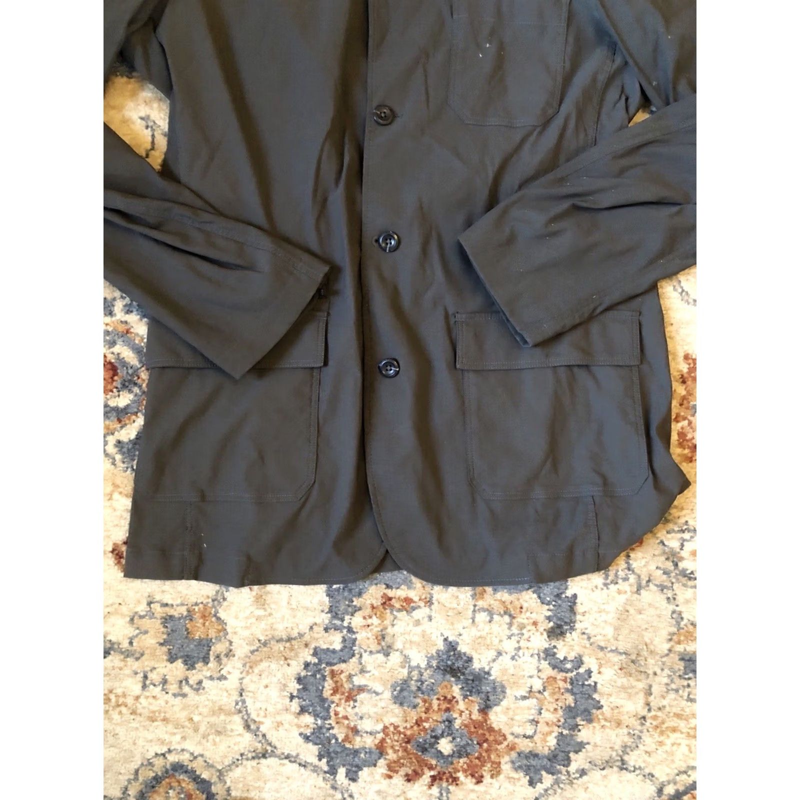 Eddie Bauer Eddie Bauer Blazer Mens T44 Big & Tall Green Solid Single-Breasted 3-Button Notch Lapel Jacket Casual Travel Sports Regular Chest 44 Size 44R - 6 Thumbnail