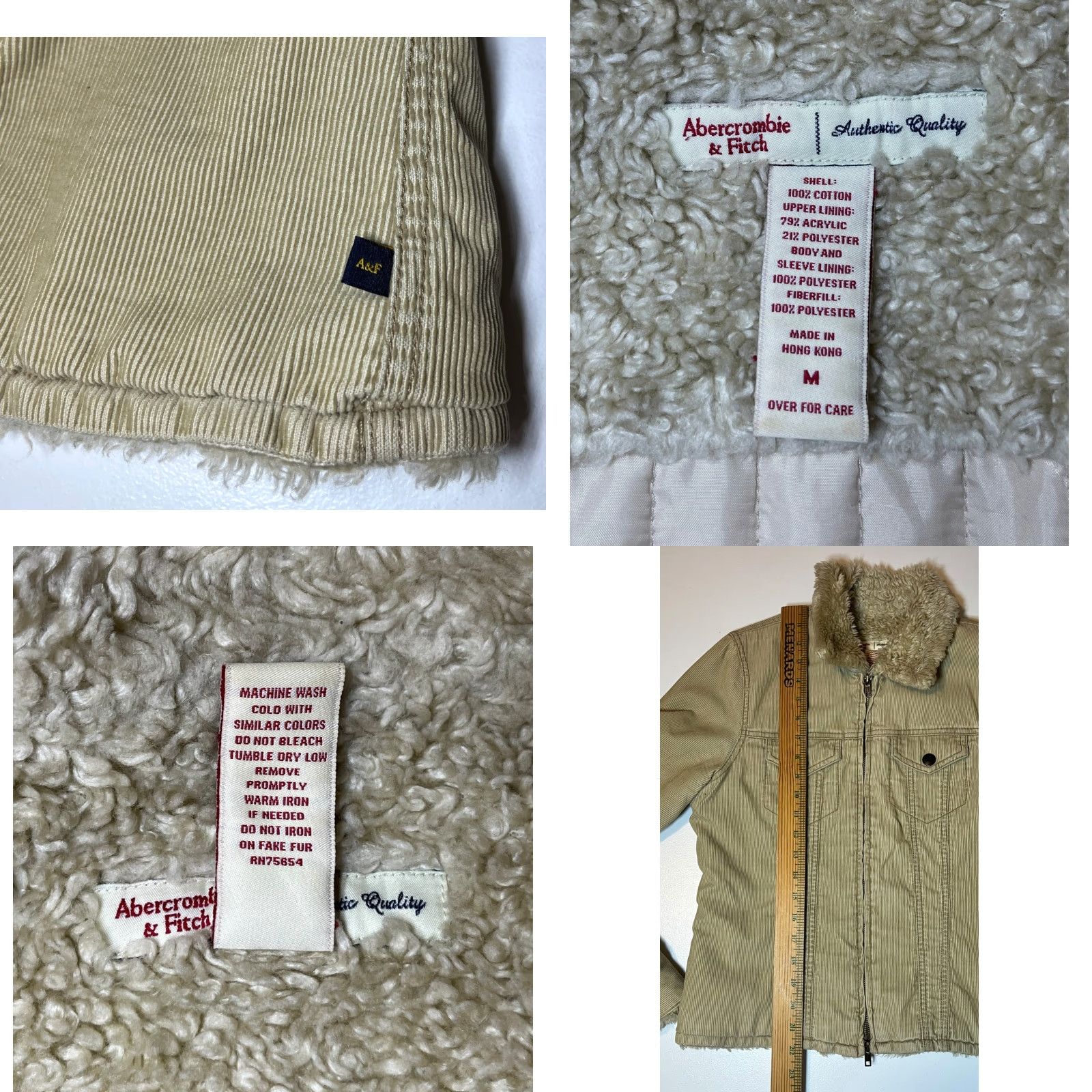 Abercrombie & Fitch Abercrombie & Fitch Women's Vintage Corduroy Trucker Jacket SZ M Beige Long Sleeve Zip Jacket Size M / US 6-8 / IT 42-44 - 8 Thumbnail