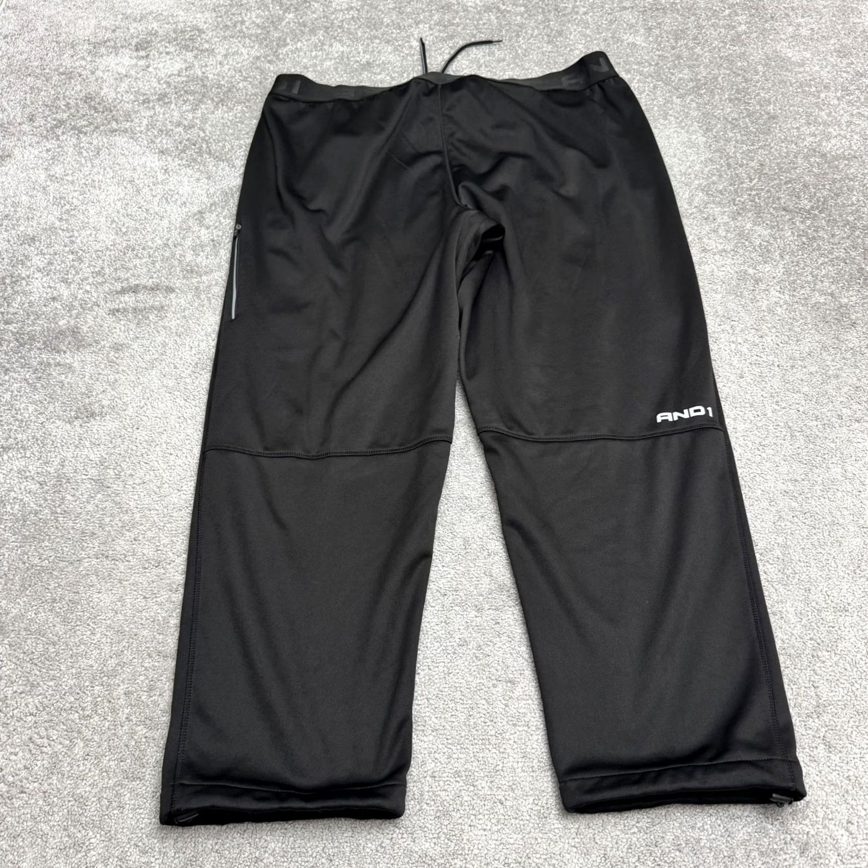 Vintage AND1 Tech Fleece Track Pants Mens 3XL Black with Pockets - Straight Leg, Fleece, Regular Fit, Polyester, Casual Activewear Size US 39 - 2 Thumbnail