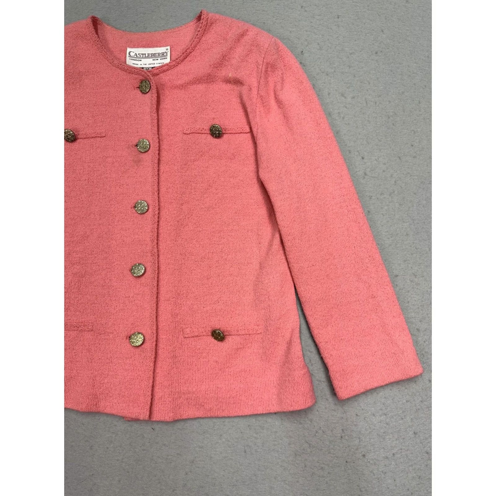 Pinko Vintage Castleberry Cardigan Pink Womens 14 Knit Button Front USA Size XL / US 12-14 / IT 48-50 - 2 Thumbnail