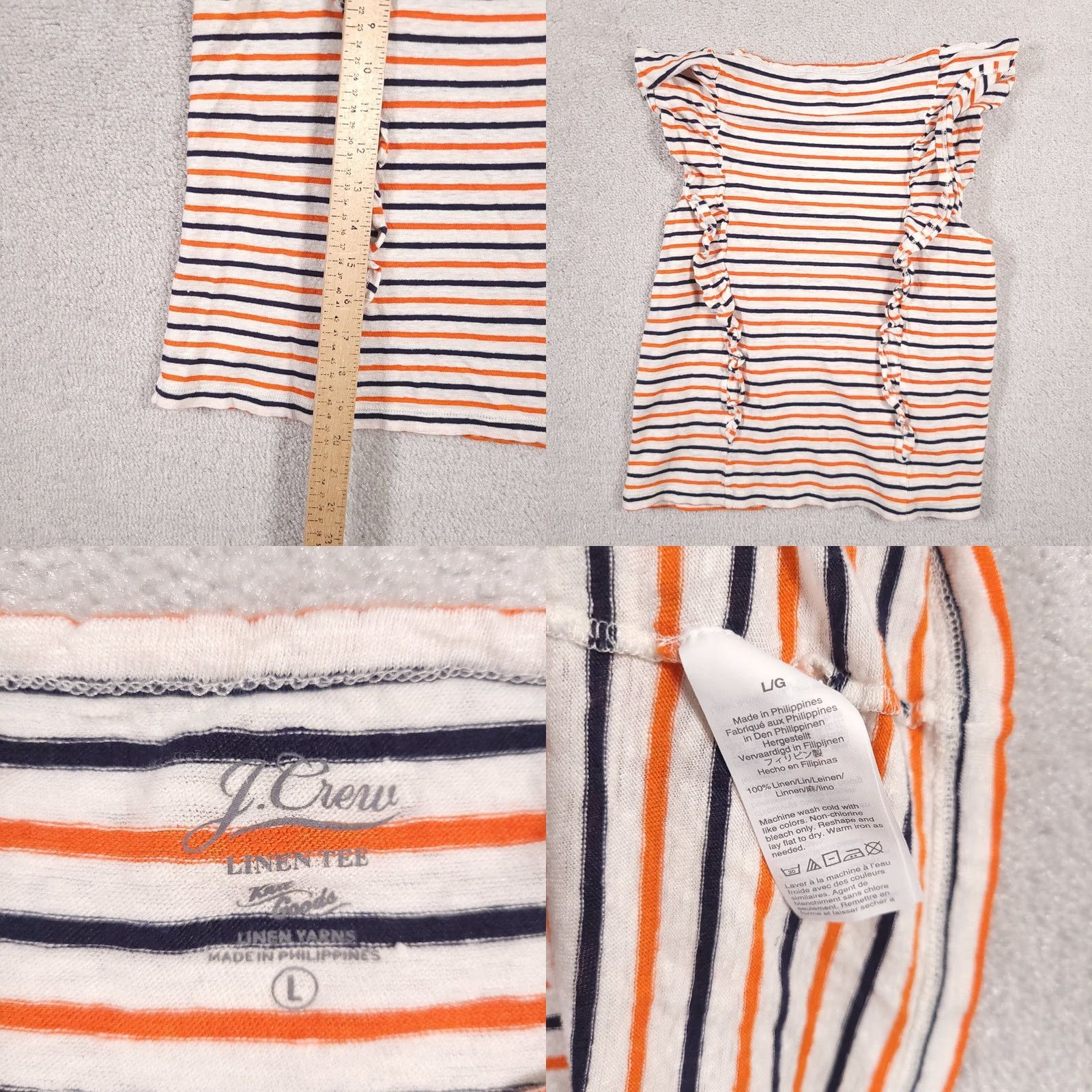 J.Crew J. Crew Linen Tee Knit Goods Tank Sleeveless Shirt Women's Large Stripe Flutter Shirt Size L / US 10 / IT 46 - 8 Thumbnail