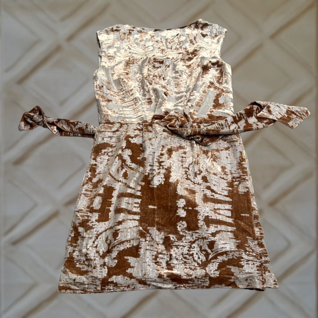 Vintage VINTAGE Cynthia Steffe Silk Blend Burnout Velvet Metallic Draped Mini Dress Womens 0 Size XS / US 0-2 / IT 36-38 - 1 Thumbnail