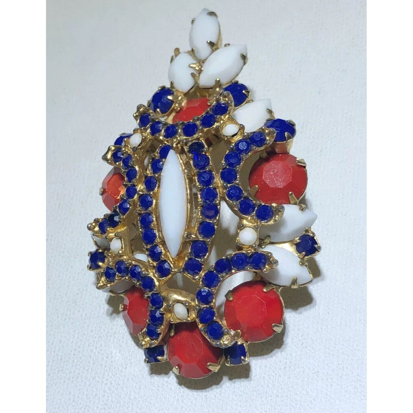 Kenneth Jay Lane KJL Kenneth Jay Lane Vintage Red White Blue Rhinestone Penda Size ONE SIZE - 3 Thumbnail