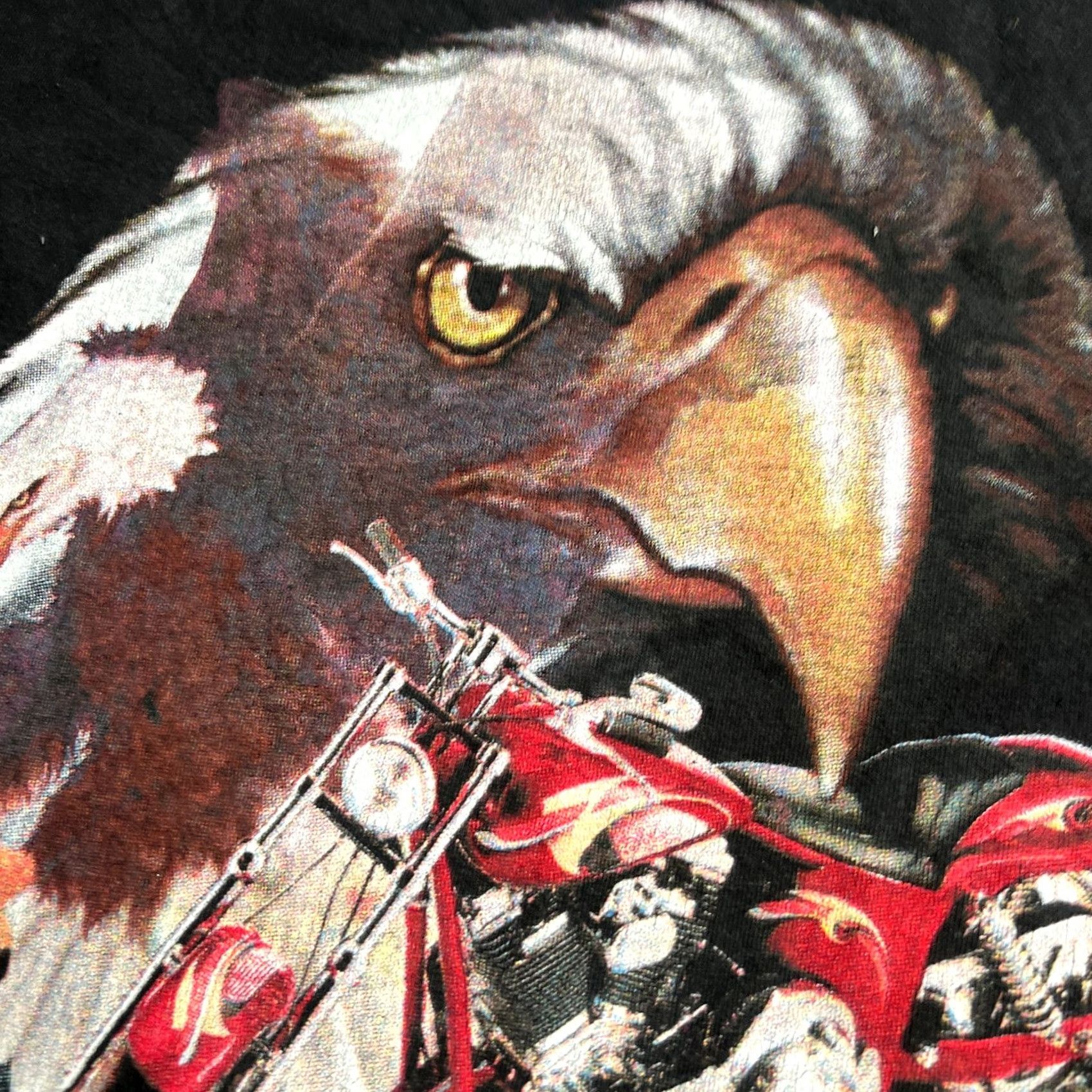 Tultex VINTAGE American Thunder Bald Eagle Motorcycle T-Shirt Tultex Black 2XL USA 90s Mens Short Sleeve Crew Neck Cotton T-Shirt Size US XXL / EU 58 / 5 - 4 Thumbnail