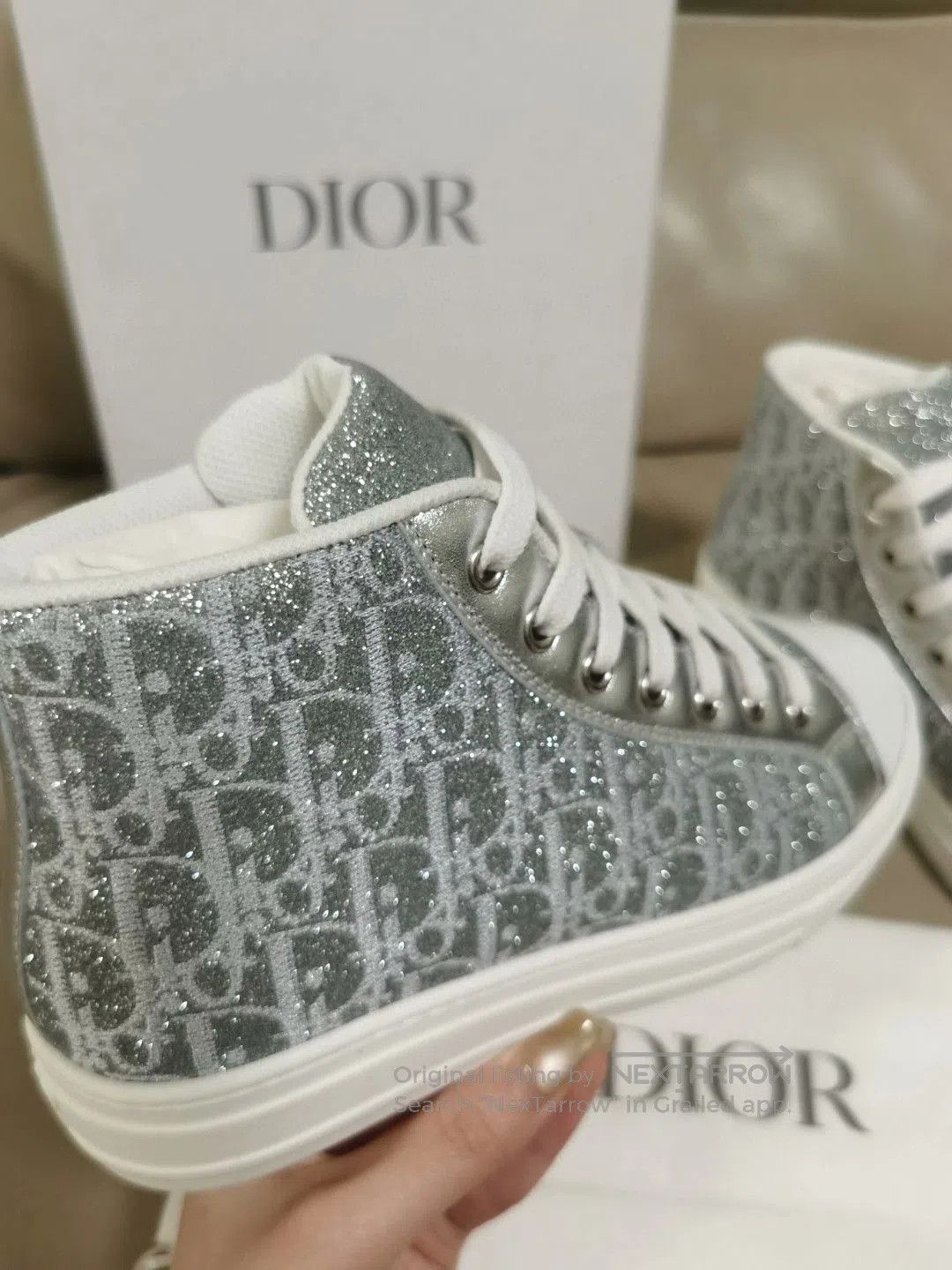 Dior Dior Sequin Embroidered Logo High-Top Shoes. Size US 4 / IT 34 - 3 Thumbnail