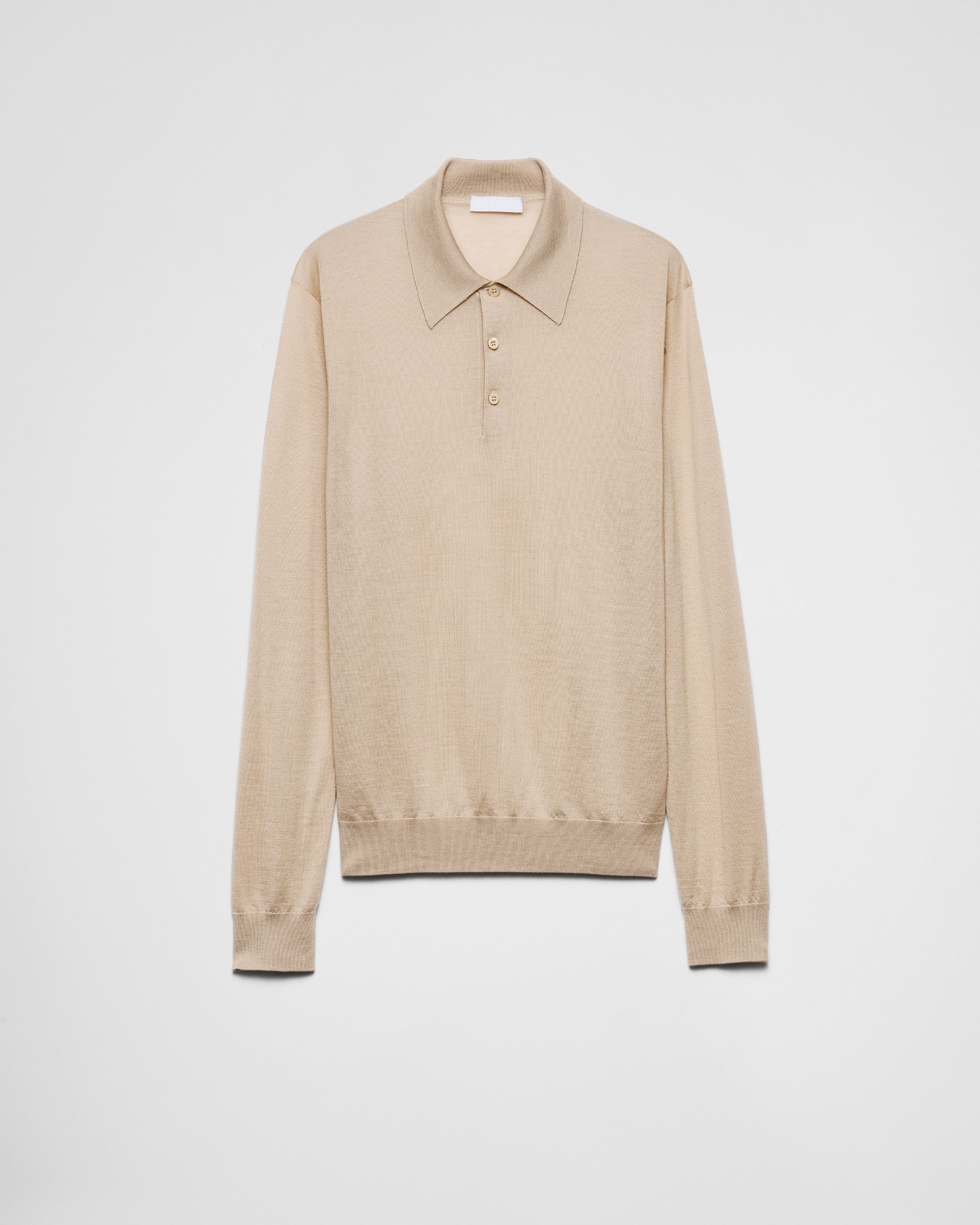 Prada o1bcso1str1025 Cashmere And Silk Polo Shirt in Beige Size US S / EU 44-46 / 1 - 1 Thumbnail