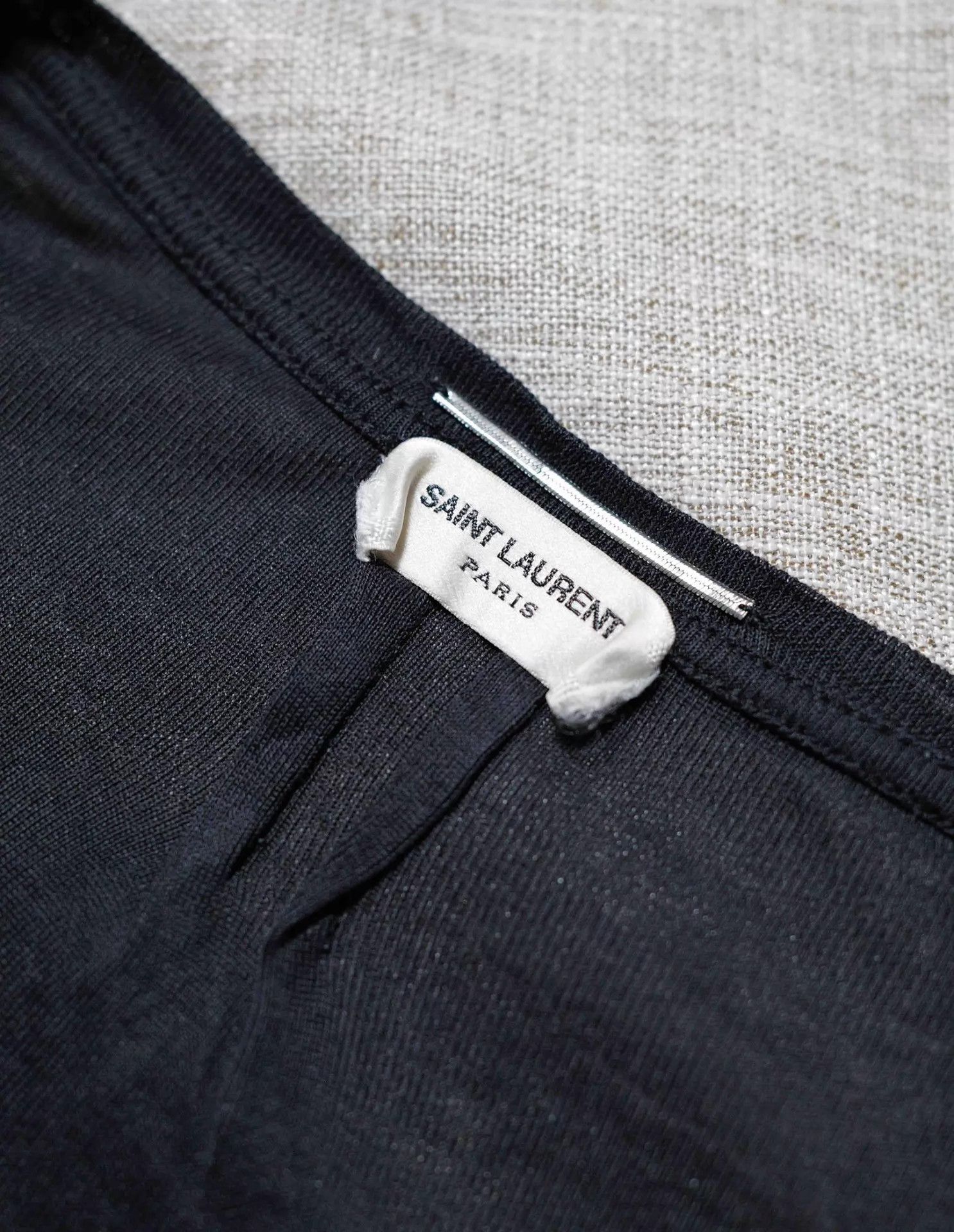 Saint Laurent Paris SLP 13AW Runway Silk Chain Pocket Black Tee Size US M / EU 48-50 / 2 - 3 Thumbnail