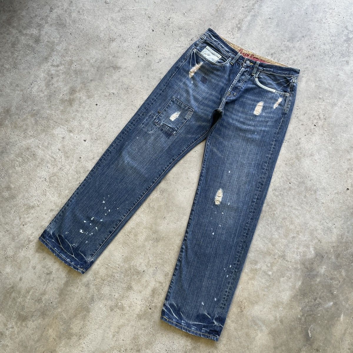 Japanese Brand × Jean × Vintage Vintage Japan Flash Report Distressed Faded Jeans Pants W32 Size US 33 - 3 Thumbnail