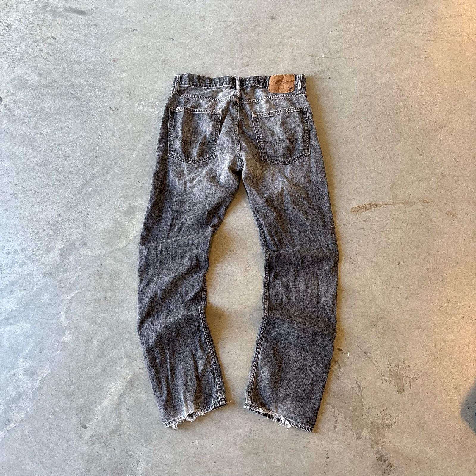 American Eagle Outfitters y2k faded black slim straight denim jeans Size US 31 - 2 Thumbnail