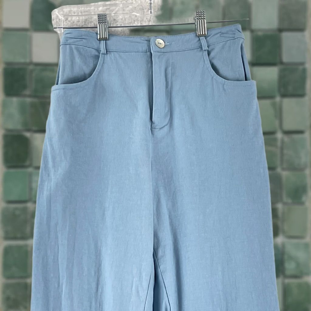 Urban Outfitters Urban Outfitters Blue Linen Blend Straight Leg High Rise Pants Womens Size 0 jeans not included Size 25" / US 0 / IT 36 - 1 Thumbnail