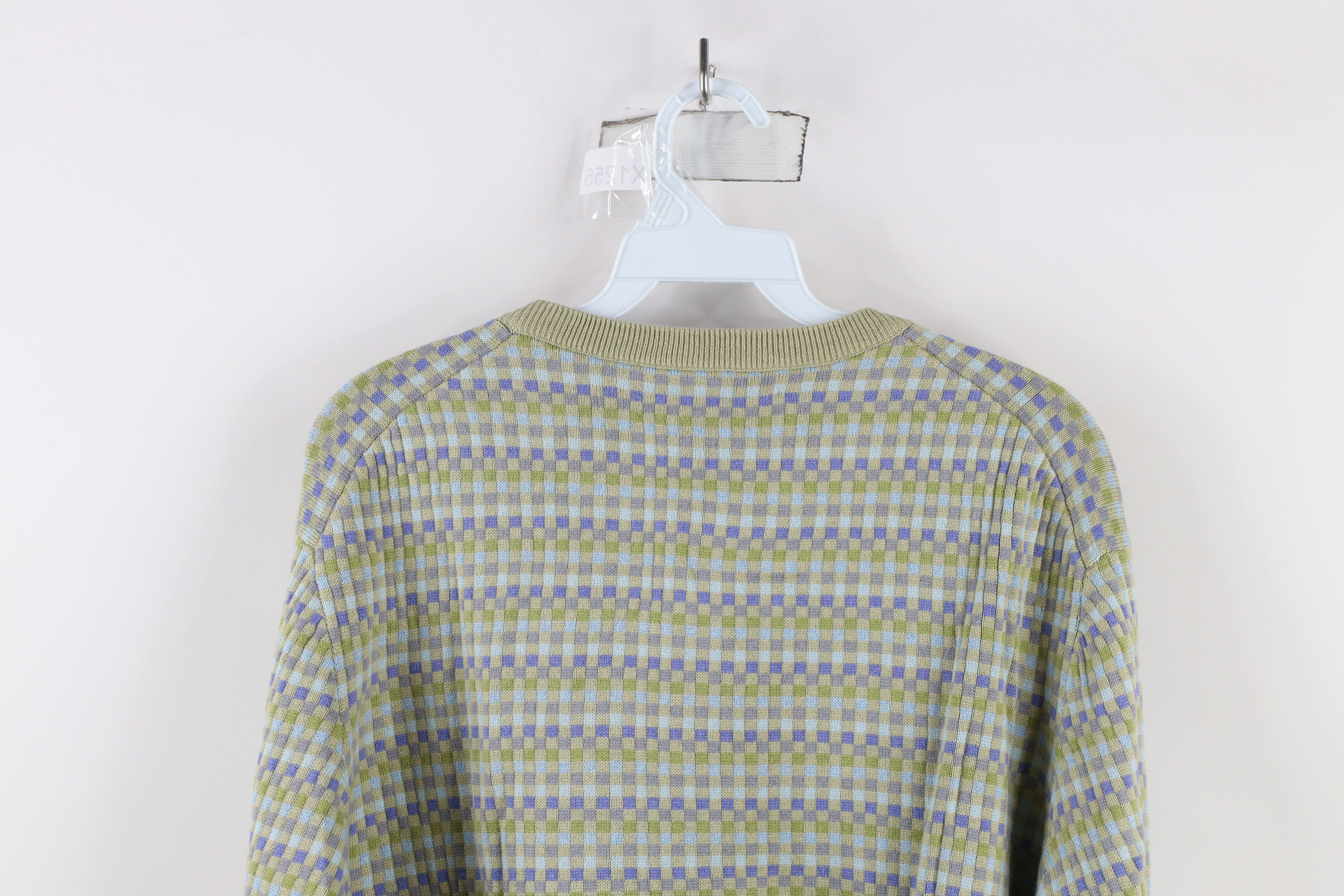 Vintage Vintage 90s Streetwear Checkered Knit Crewneck Sweater Size US L / EU 52-54 / 3 - 8 Thumbnail