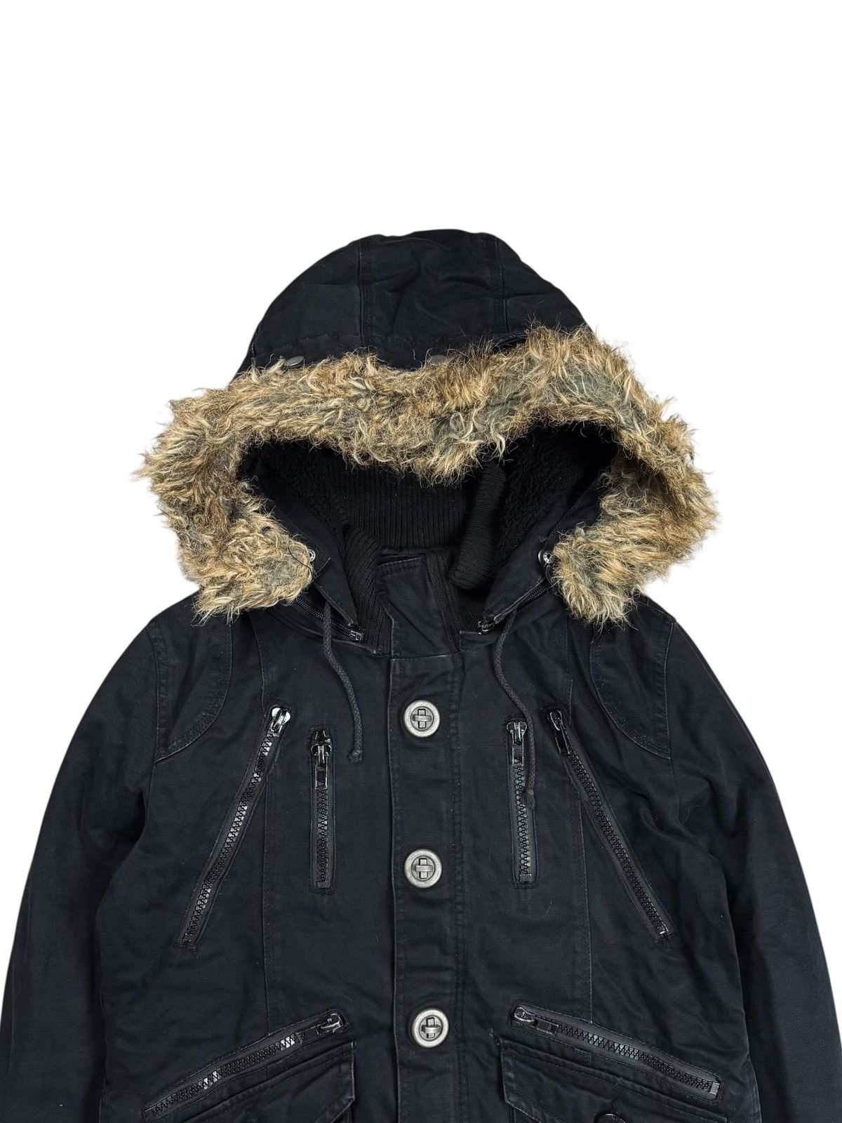 BUFFALO BOBS 2000s In The Attic - Fur Hoodie Cargo Jacket Size US M / EU 48-50 / 2 - 5 Thumbnail