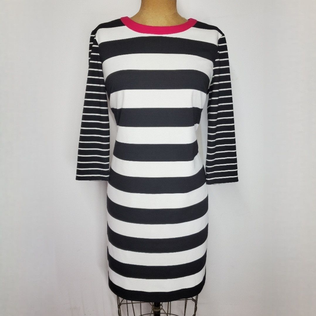 Other Eliza J Size 14/L Dress Midi Jersey Stripe Pink Collar 3/4 Size L / US 10 / IT 46 - 1 Thumbnail