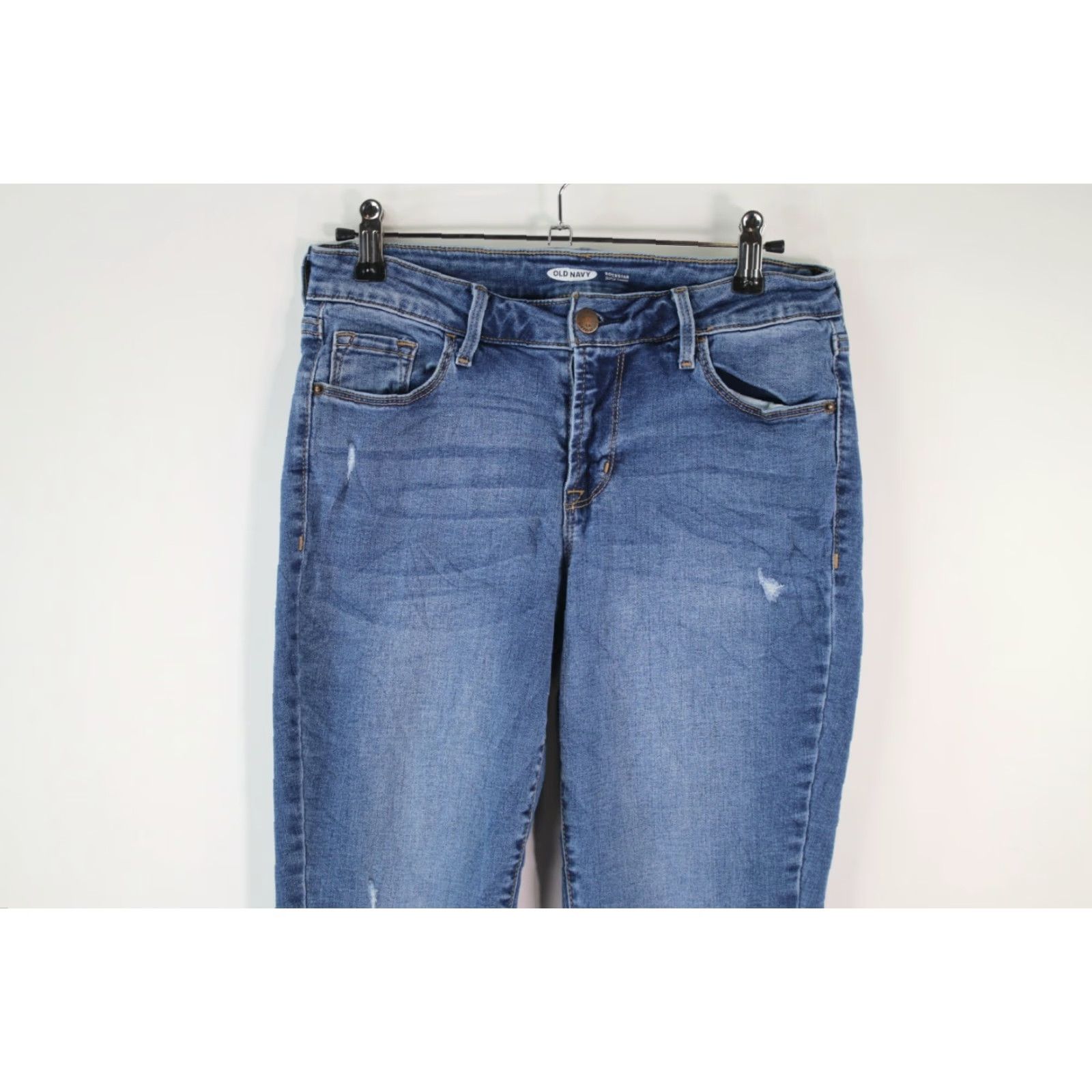 Old Navy Old Navy Rockstar Jeans Super Skinny Distressed Blue Denim Size 4 28X28 Womens Size 27" / US 4 / IT 40 - 3 Thumbnail