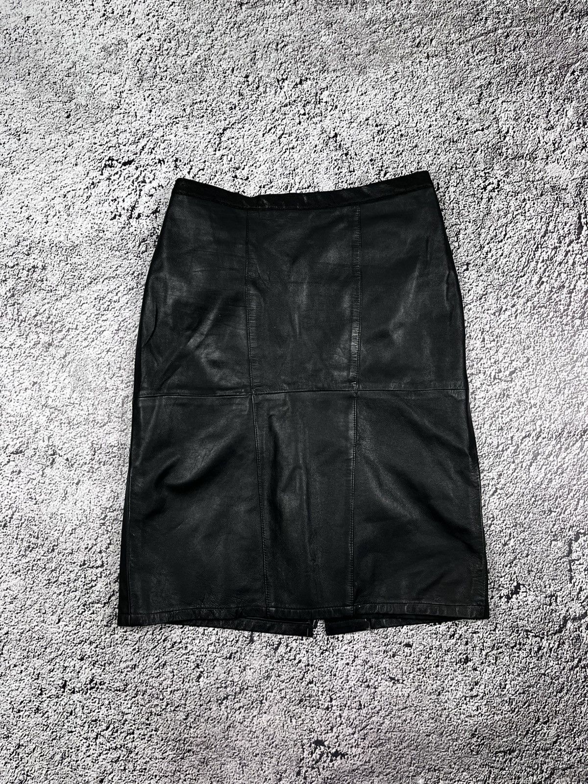 Leather Vintage 70s Leather Skirt Retro AvantGarde Size 29" - 1 Thumbnail