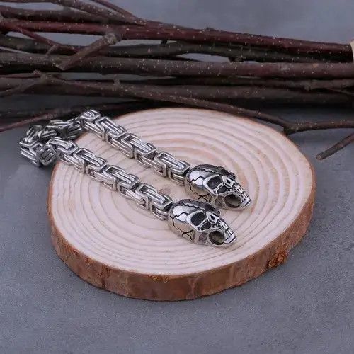 Jewelry "VIKING" Neo-Gothic Skull Head Bracelet Size ONE SIZE - 3 Thumbnail