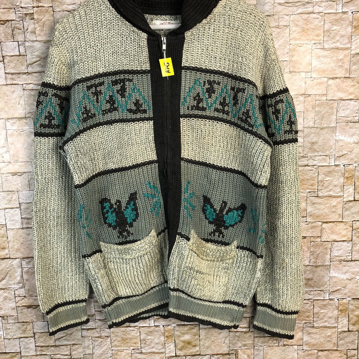 HOLLYWOOD RANCH MARKET × Homespun Knitwear Hollywood Ranch Market HR Grey Knitwear art cardigan #A293 Size US L / EU 52-54 / 3 - 3 Thumbnail