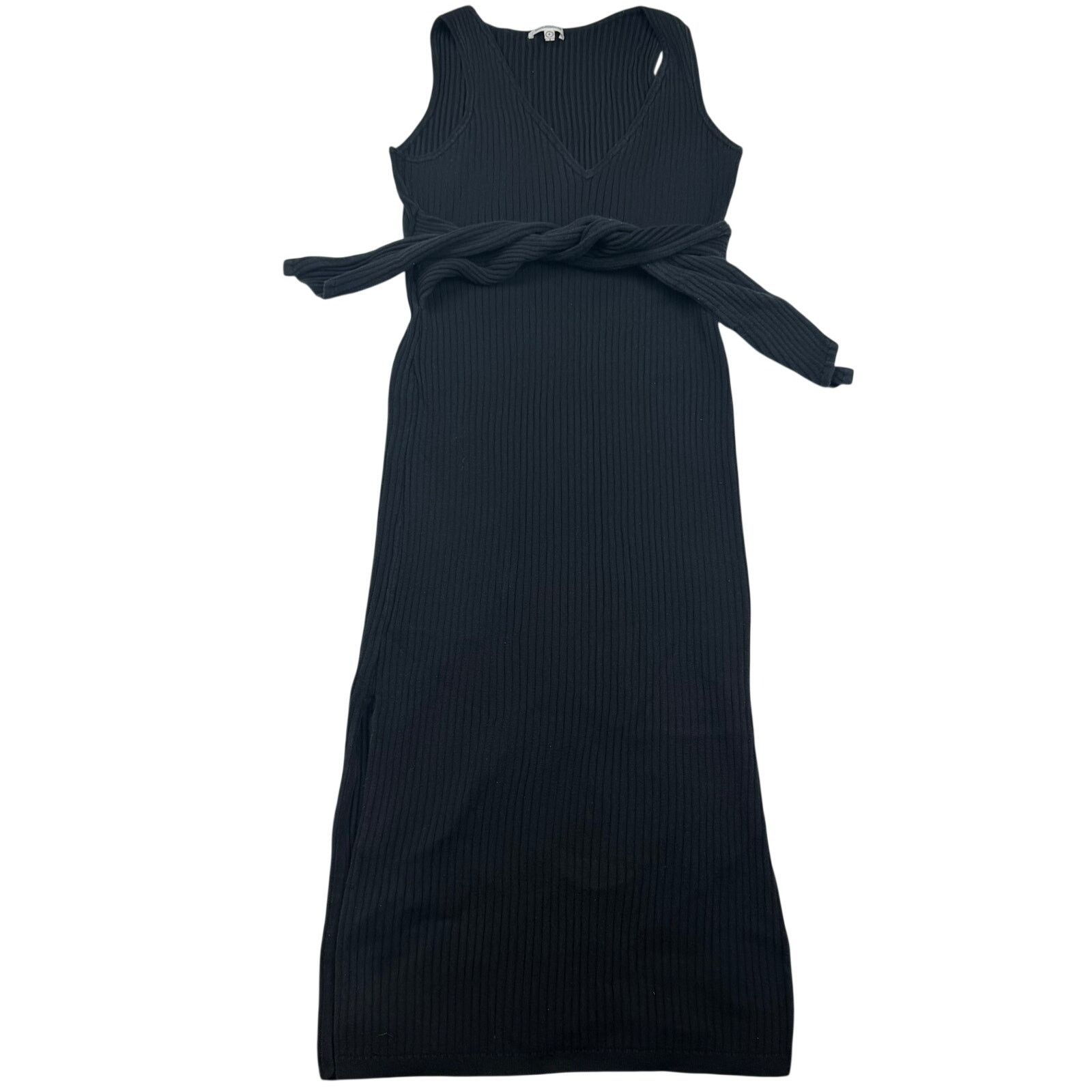 Good American Good American Tie Knit Ribbed Dress - Size 4 Size S / US 4 / IT 40 - 1 Thumbnail