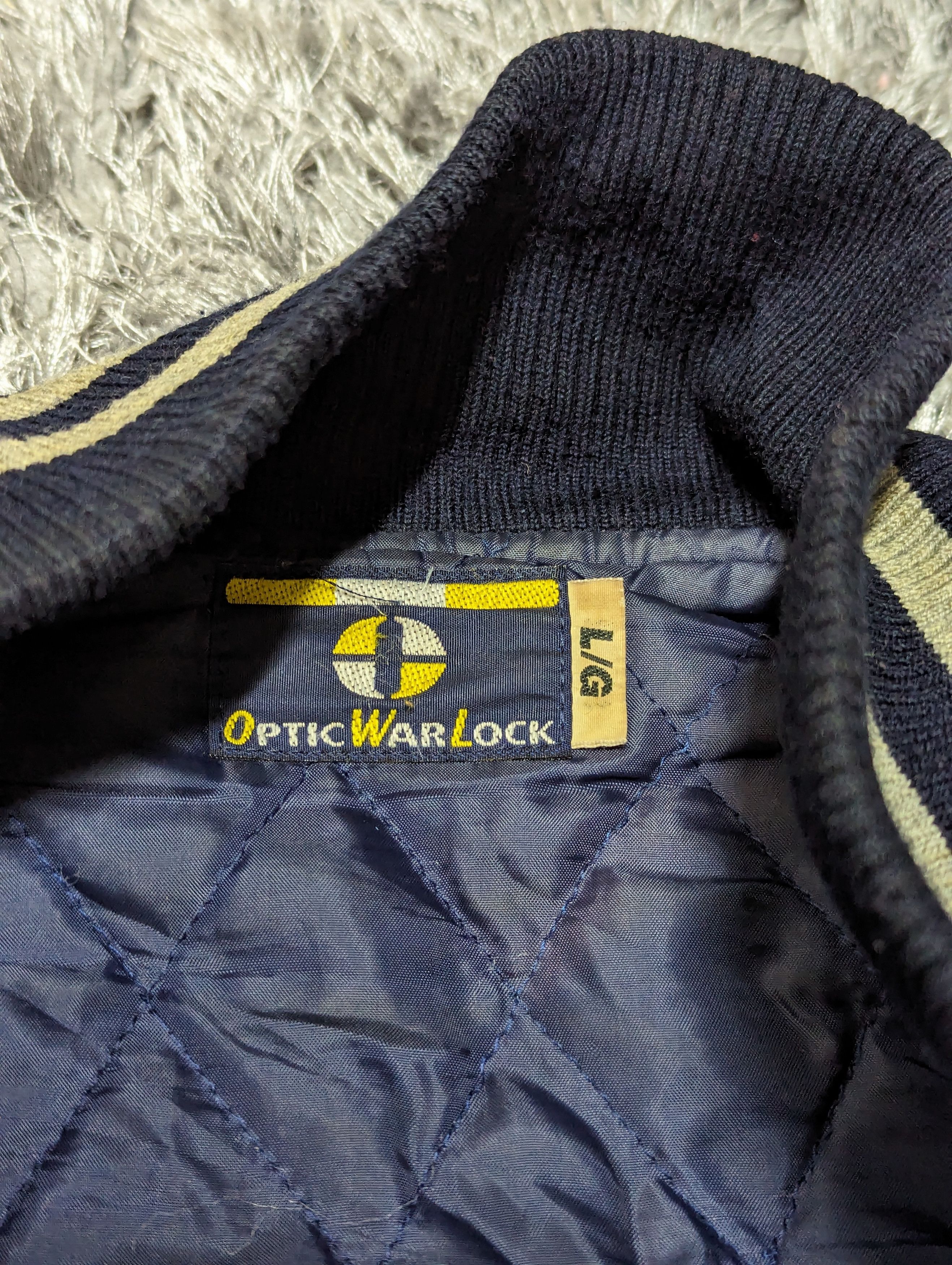Delong Vintage Optic War Lock Leather Varsity Jacket Bomber Size US L / EU 52-54 / 3 - 8 Thumbnail