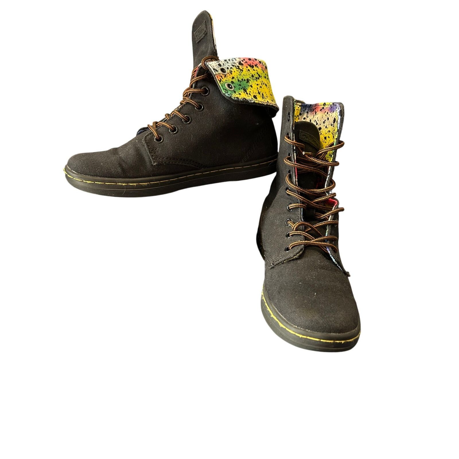 Dr Martens Rainbow Leopard Black Stratford Boots Size