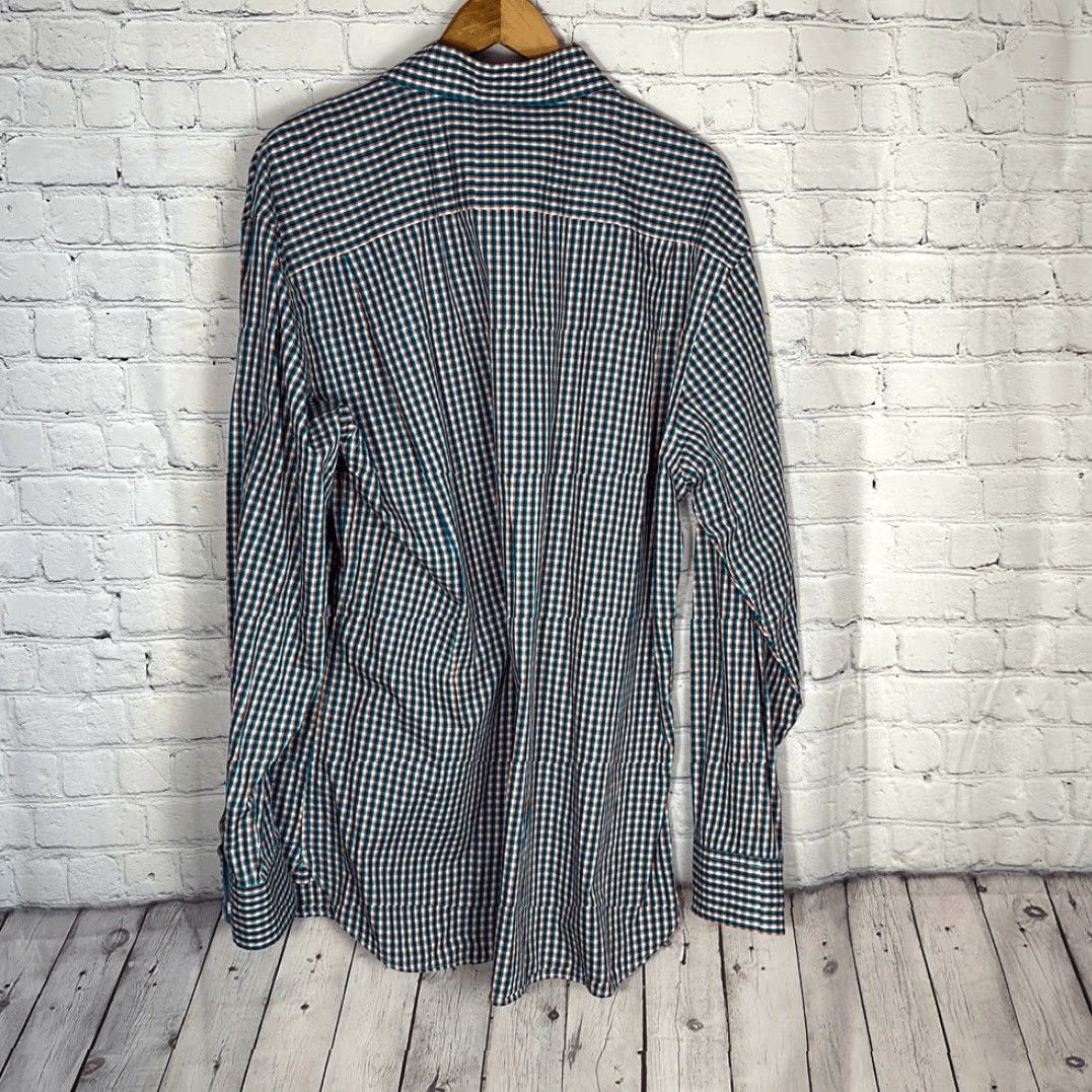 Johnston & Murphy Johnston & Murphy Button-Down Shirt XL Men Plaid Blue Orange Gingham Tailored Fit Multicolor Sleeve Long Sleeve Pattern Size US XL / EU 56 / 4 - 5 Thumbnail