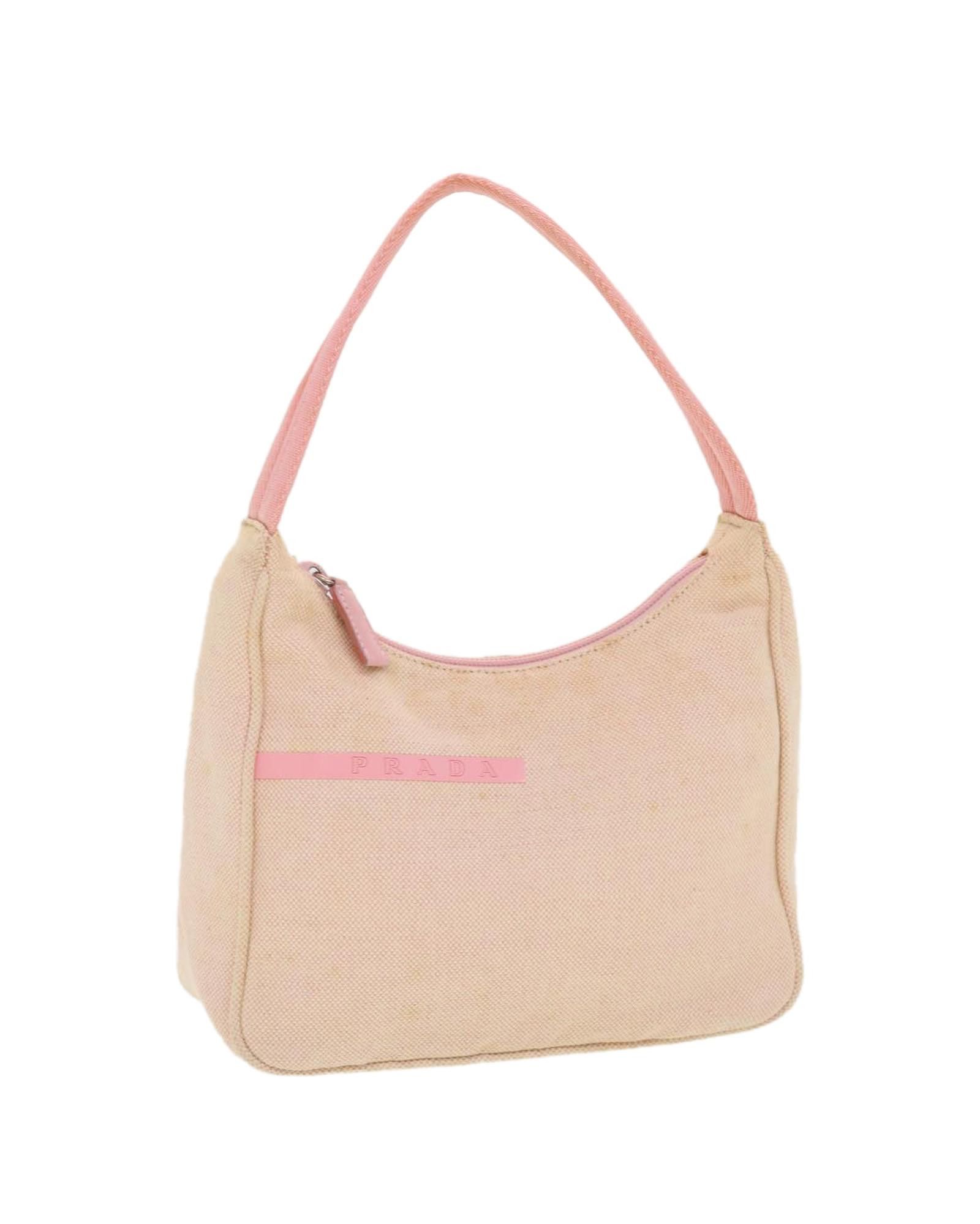 image of Prada Pink Canvas Pouch With Minimal Wear - Sku 42591, Women's