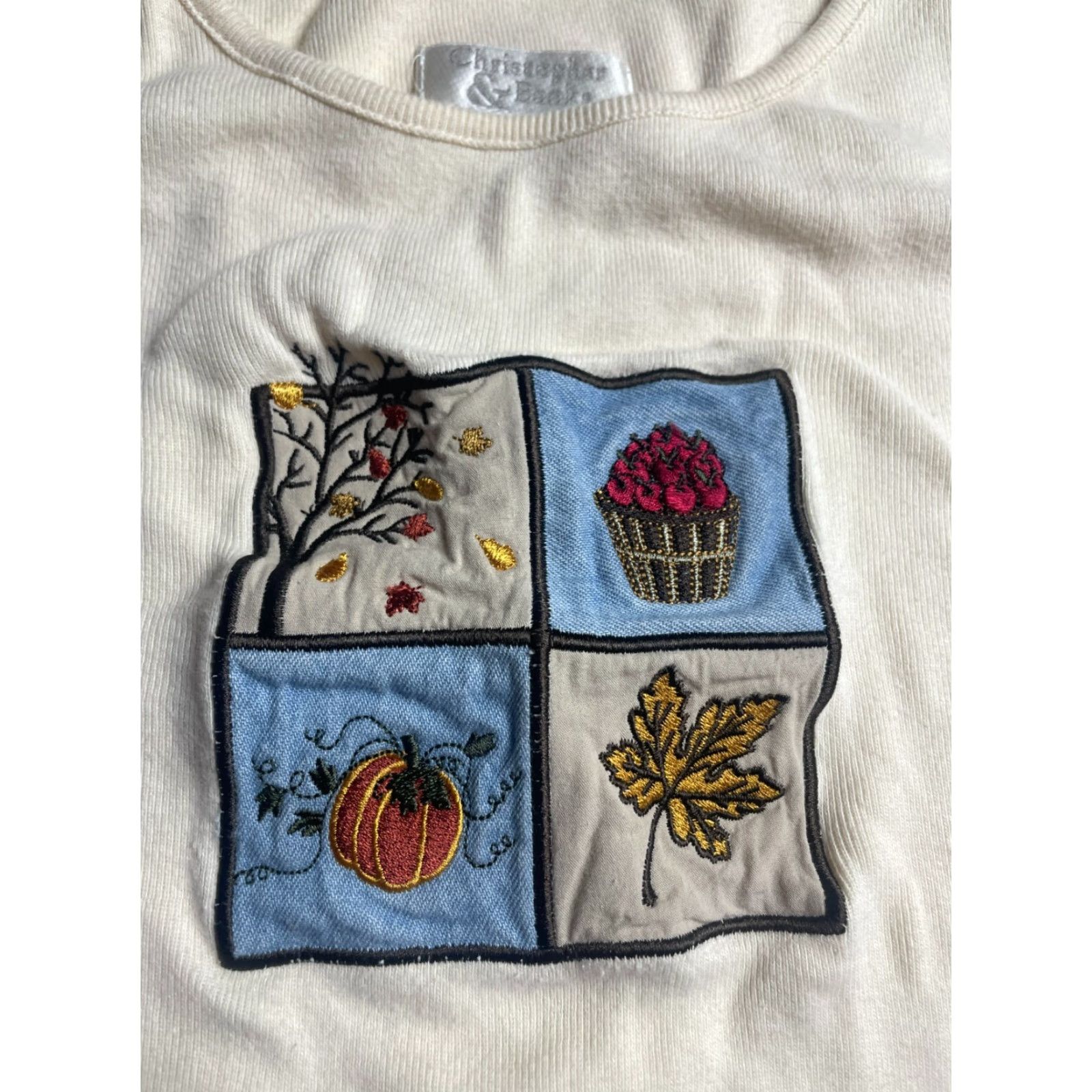 Vintage Christopher & Banks Shirt Womens Small Cream Fall Autumn Leaves 3/4 Sleeve T-Shirt Casual Vintage No Size S / US 4 / IT 40 - 3 Thumbnail