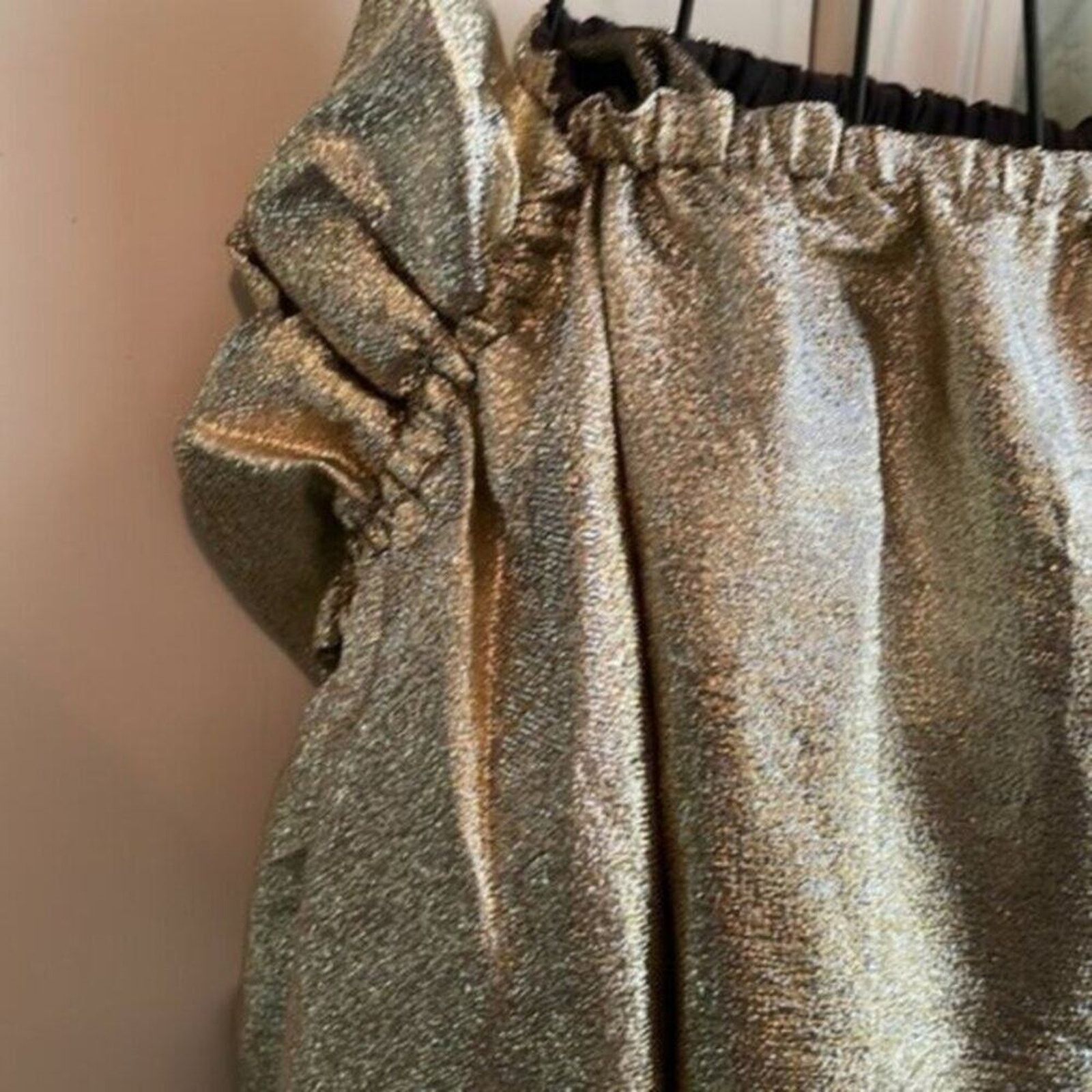 Stella McCartney Stella McCartney Lurex Gathered Brynn skirt Gold size 4 Size 26" / US 2 / IT 38 - 7 Thumbnail
