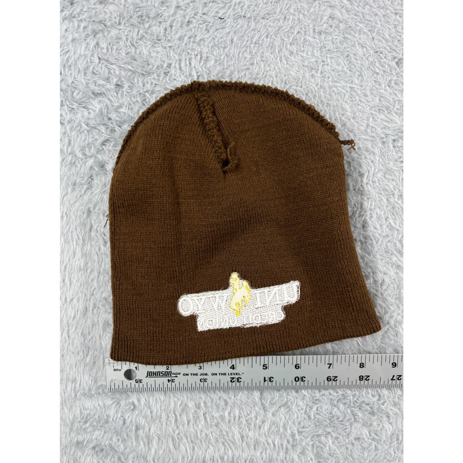 Vintage Hitwear Beanie Toque Adult One Size Brown 100% Acrylic UniWyo Credit Union Size ONE SIZE - 5 Thumbnail