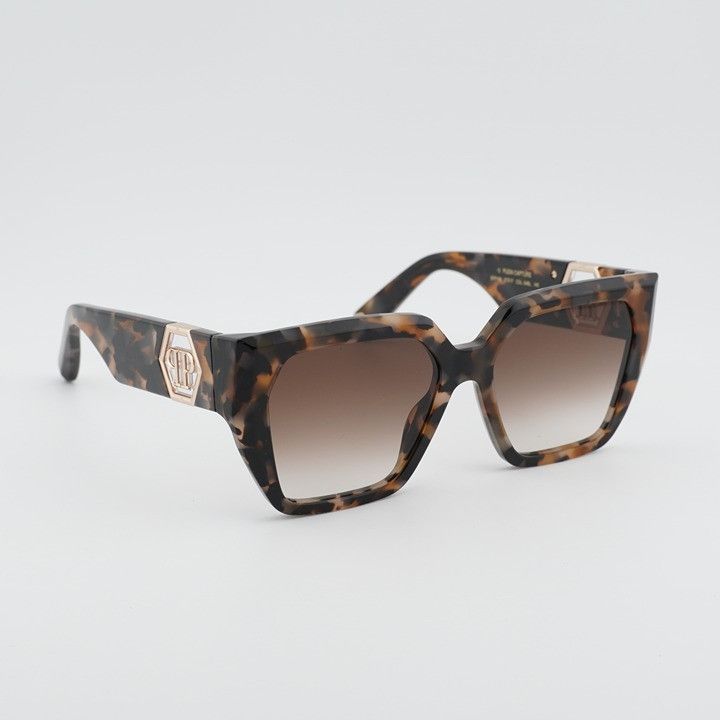Philipp Plein Philipp Plein SPP160 04BL Sunglasses Havana Square Frame Size ONE SIZE - 6 Thumbnail