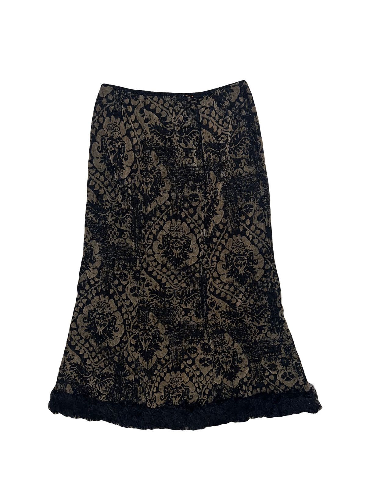 Japanese Brand Vintage Y2K floral print velvet midi skirt 🖤➕ Size 26" / US 2 / IT 38 - 1 Thumbnail