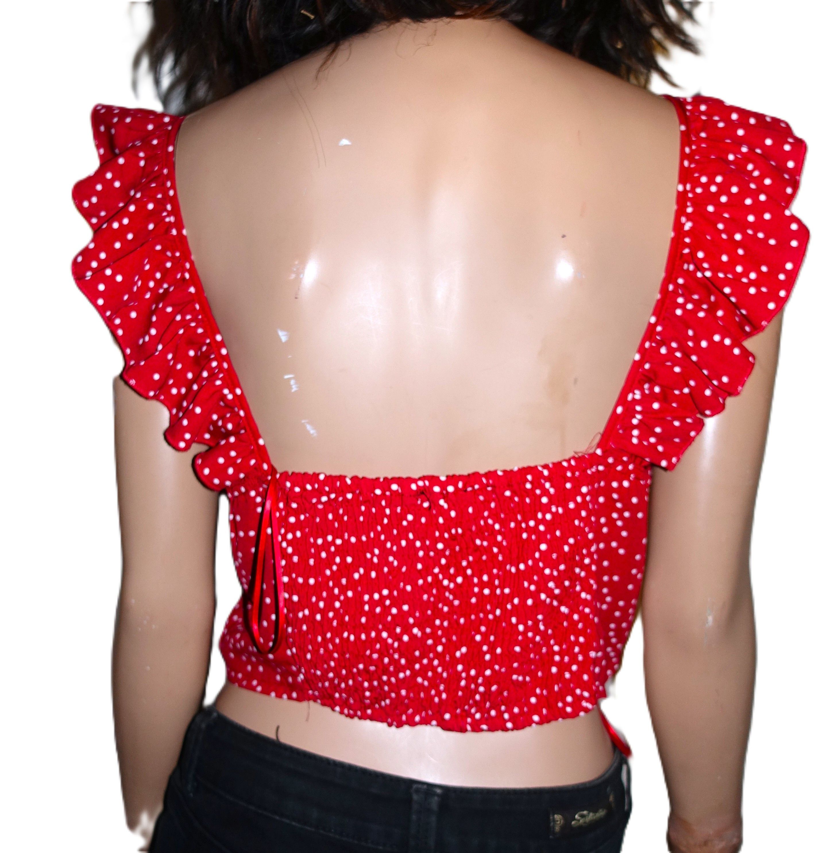 Other Dress Forum Red White Polka Dot Ruched Blouse L Size L / US 10 / IT 46 - 6 Thumbnail