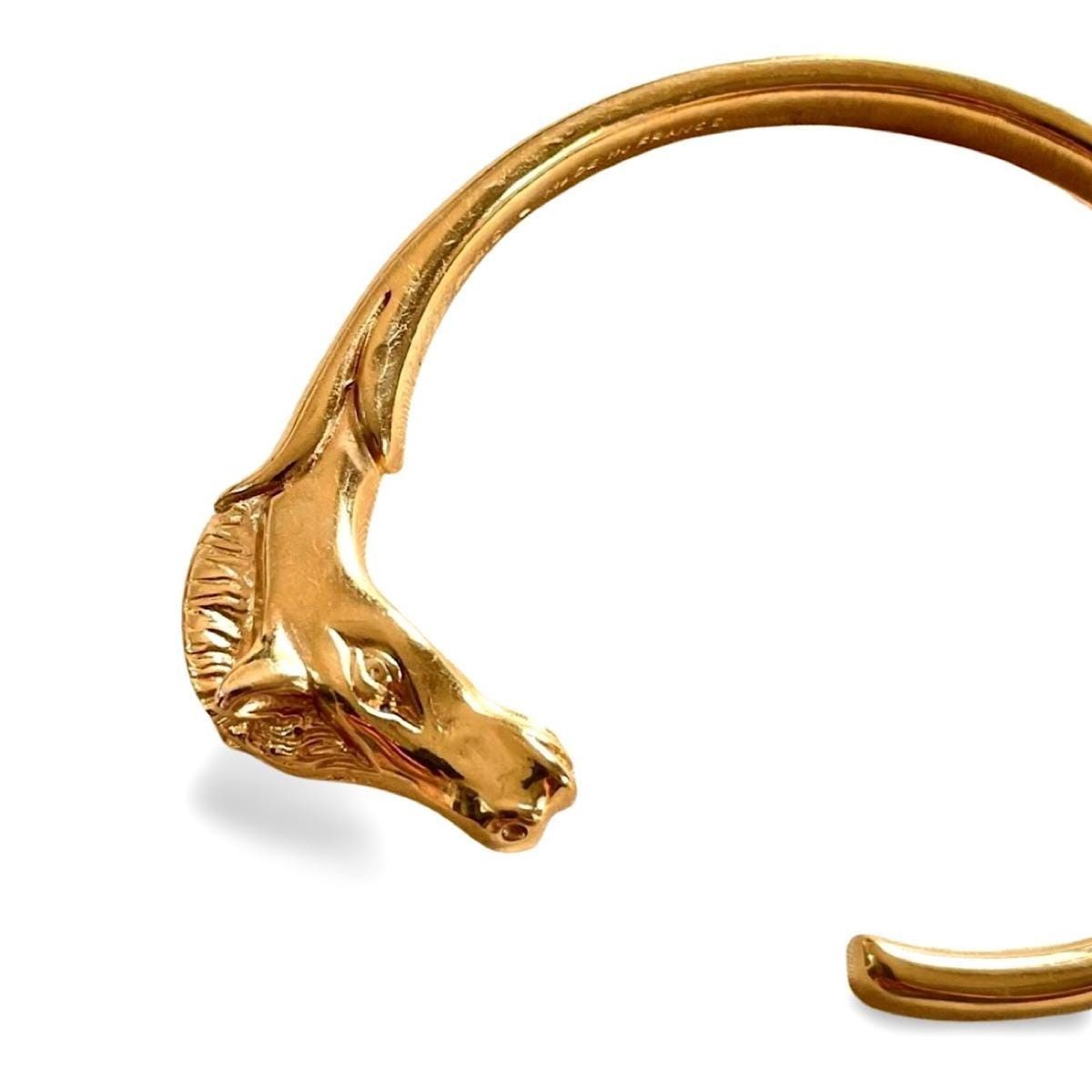 Hermes Vintage Hermes golden horse head design bangle, bracelet. Size ONE SIZE - 10 Thumbnail