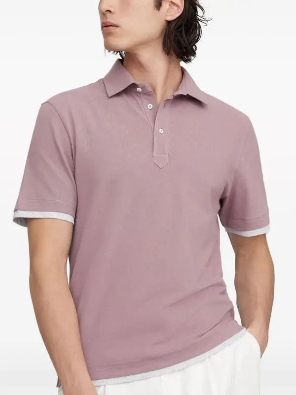 Brunello Cucinelli o1y0526 Polo Shirt in Mauve Size US S / EU 44-46 / 1 - 4 Thumbnail