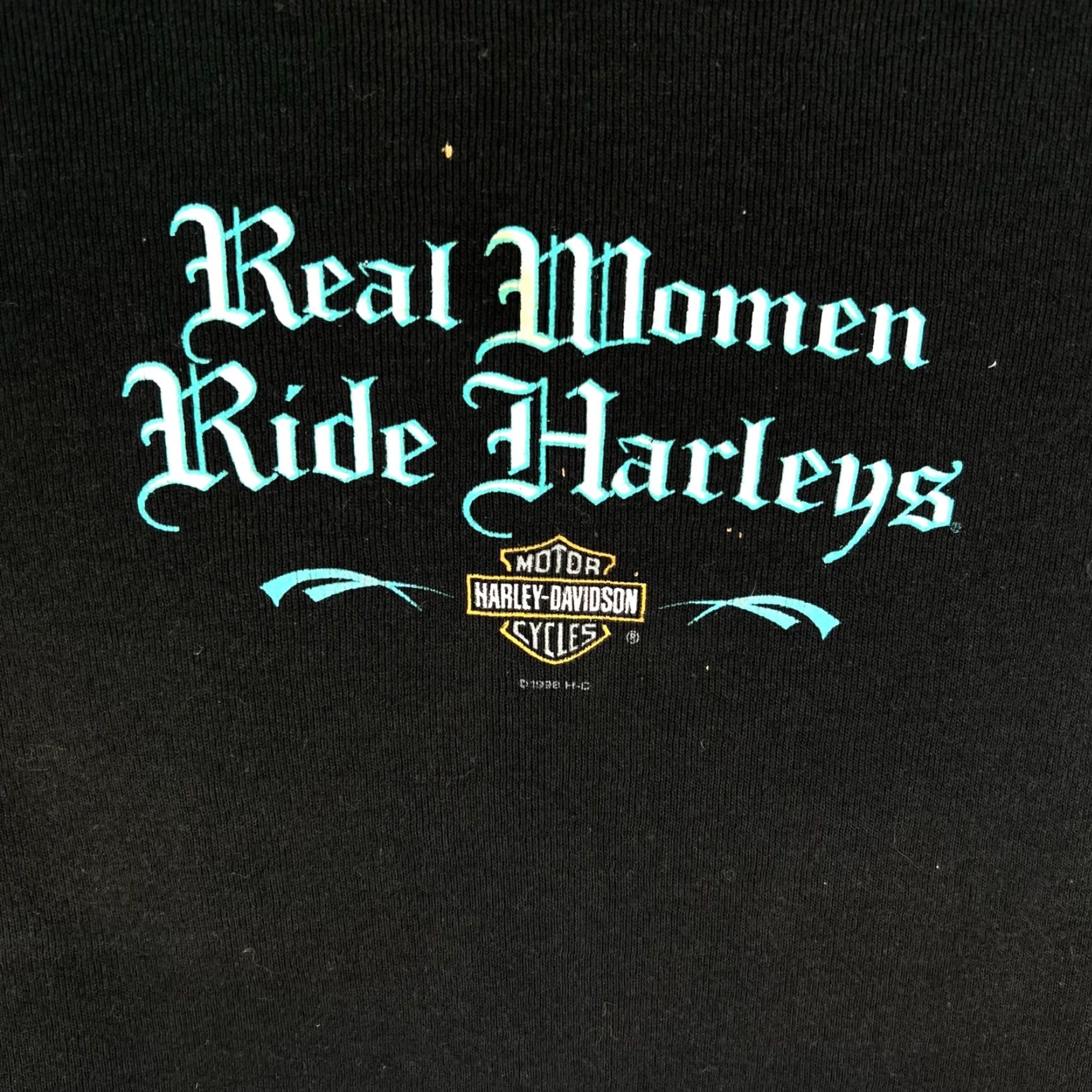 Harley Davidson VINTAGE 1998 Harley-Davidson Real Women Ride Harleys T-Shirt L Black Biker 90s Womens Size L / US 10 / IT 46 - 2 Thumbnail