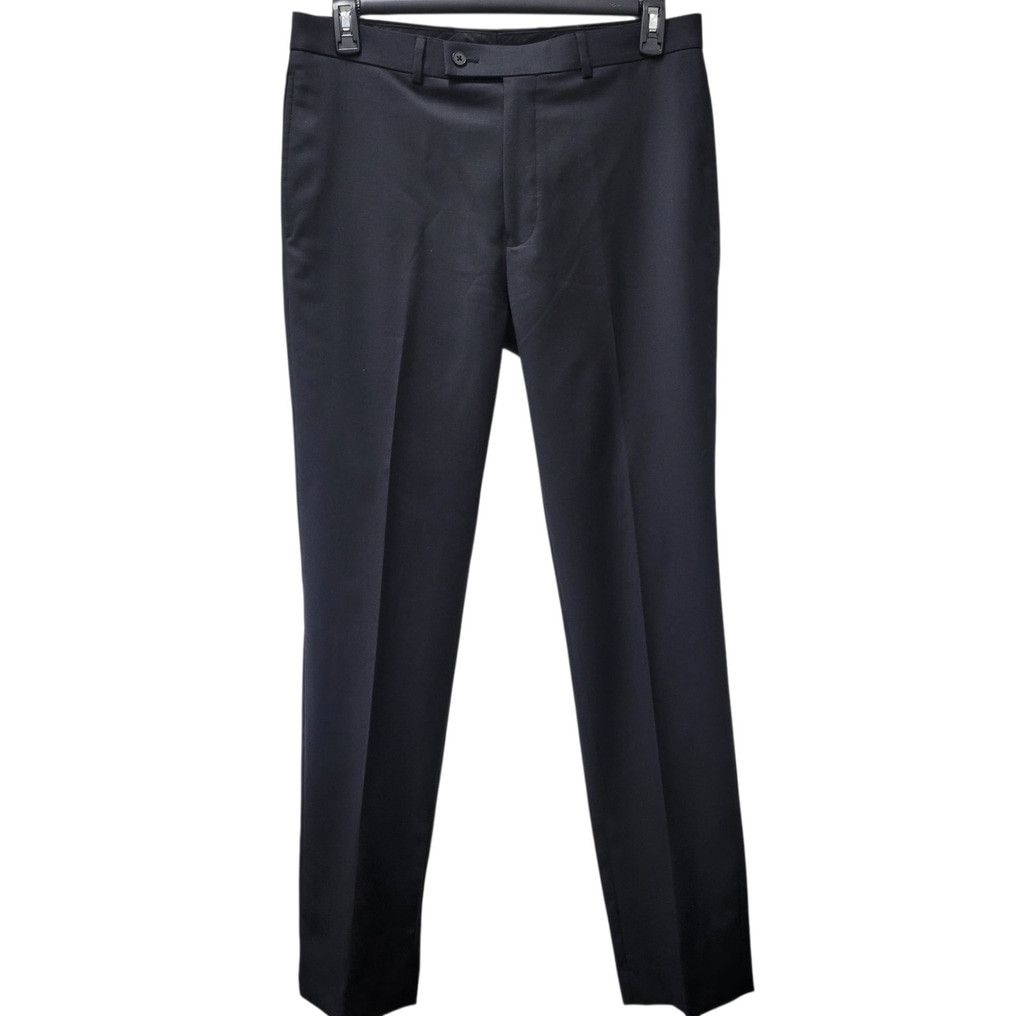 Calvin Klein Calvin Klein Men Slim-Fit Black Flat Front Dress Pants 34/32 Size US 34 / EU 50 - 2 Thumbnail