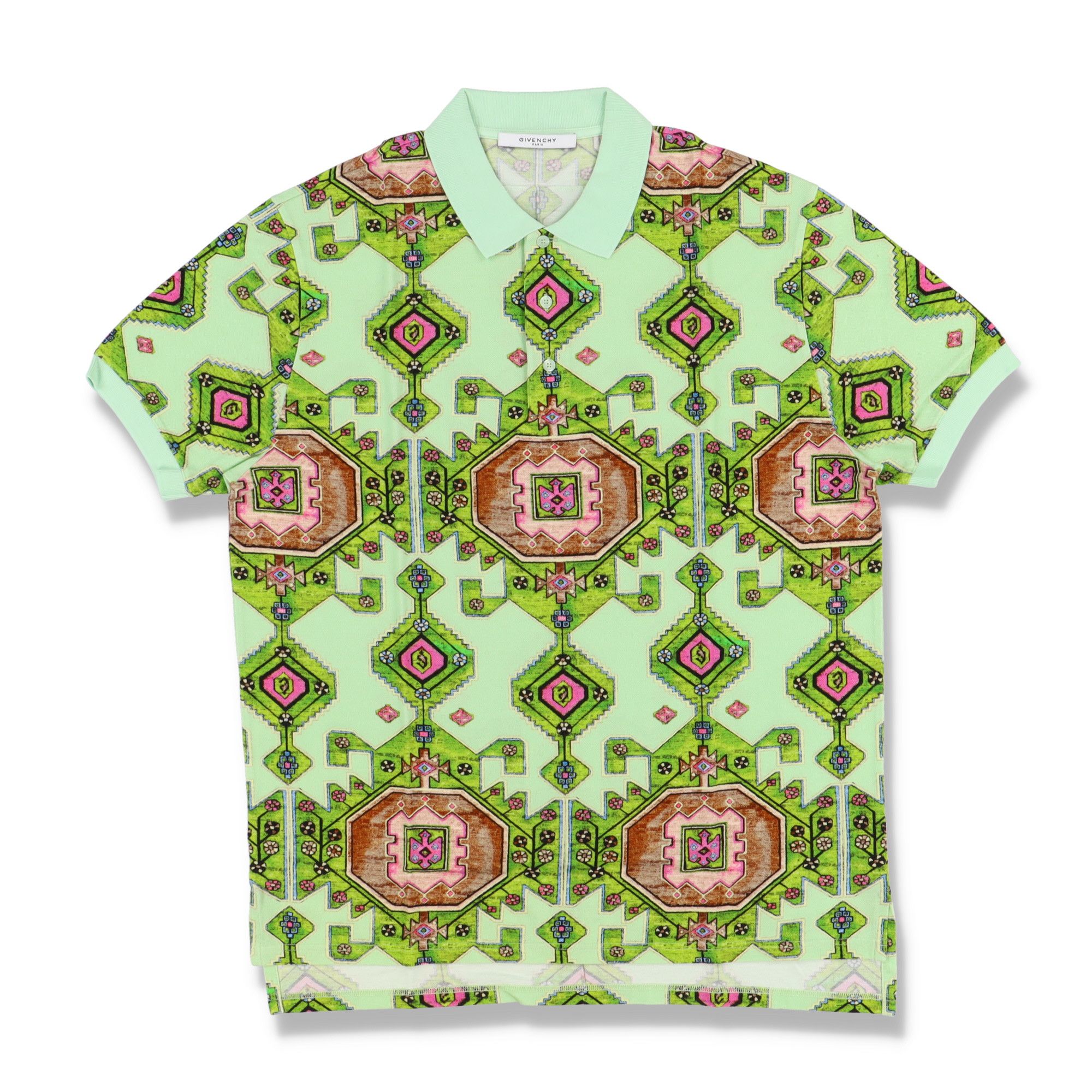 Givenchy Green Persian Rug Print Oversized Polo Size US L / EU 52-54 / 3 - 1 Thumbnail