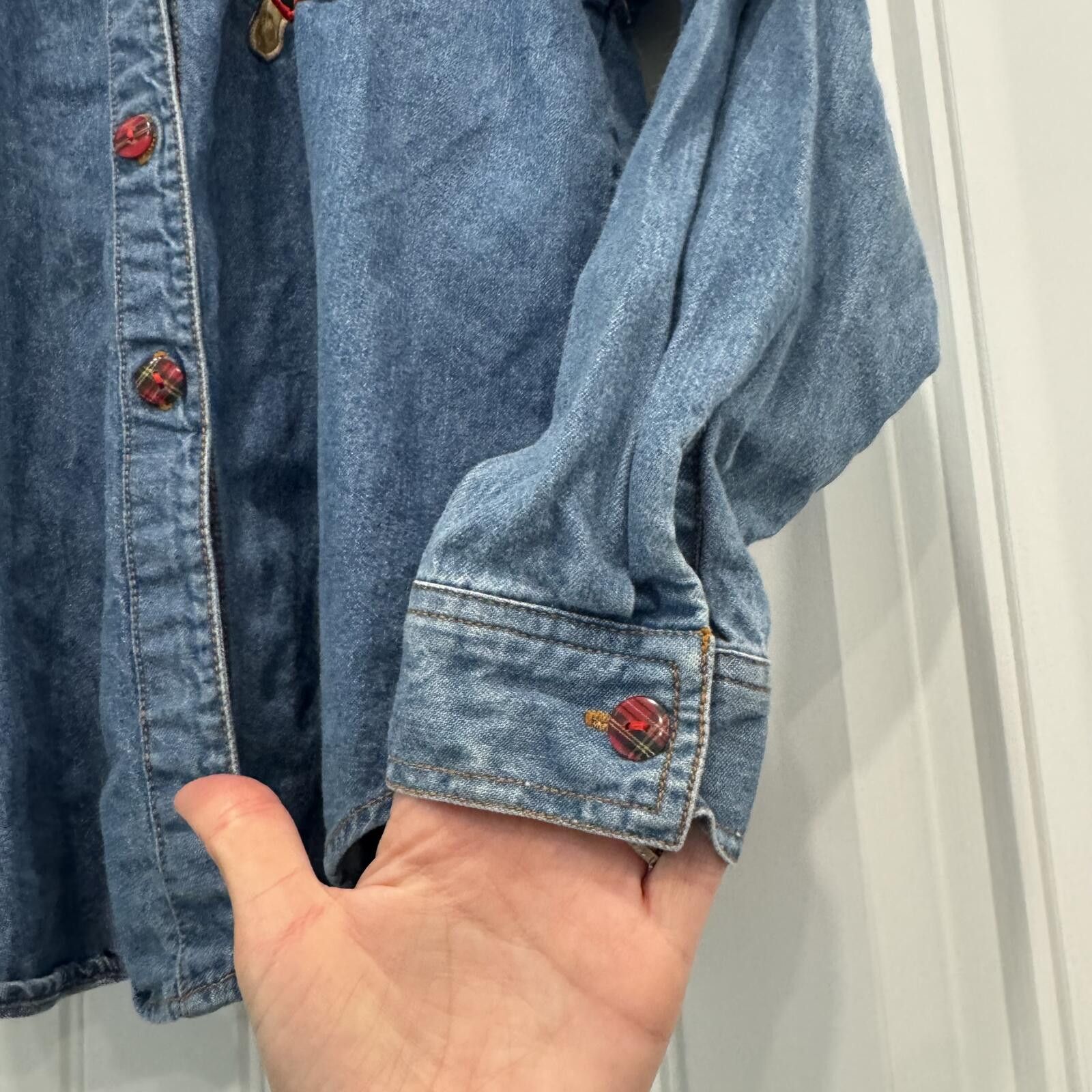 Unknown London Vintage Girls 12-14 Embroidered Denim Top Size ONE SIZE - 5 Thumbnail