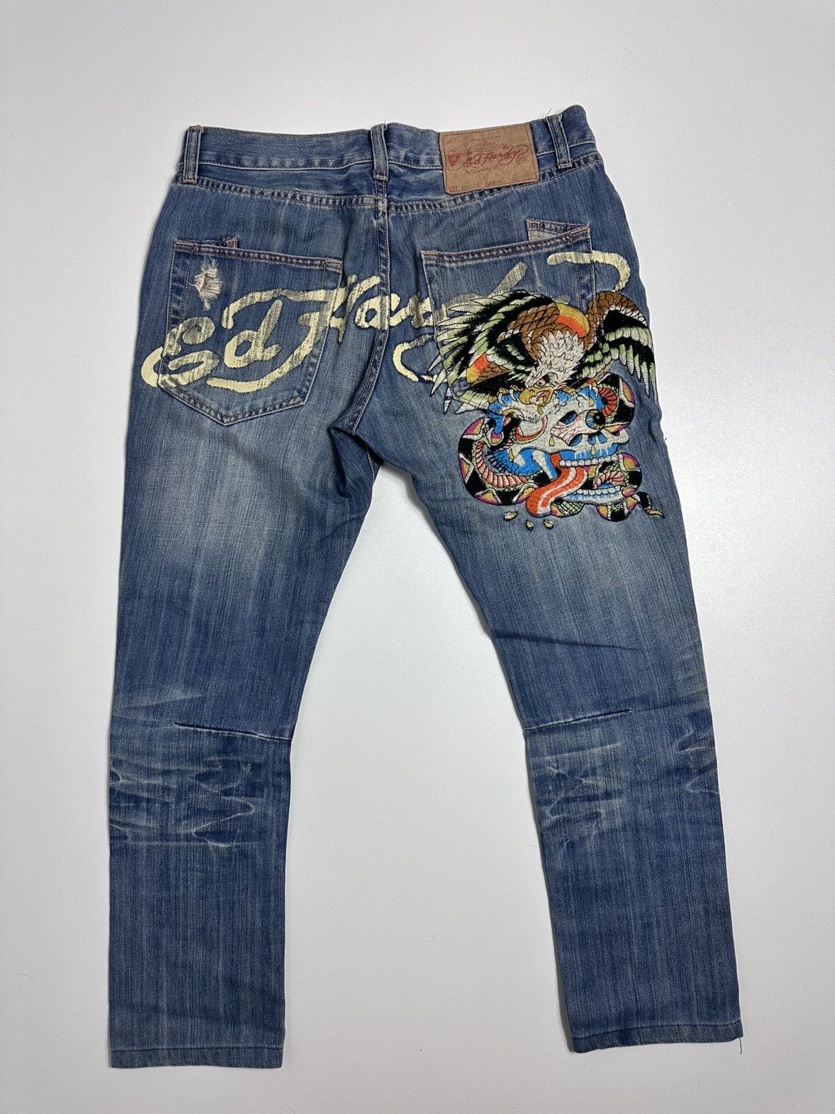 Christian Audigier × Ed Hardy × Vintage Vintage Ed Hardy Embroidered Jeans Size US 32 / EU 48 - 1 Thumbnail