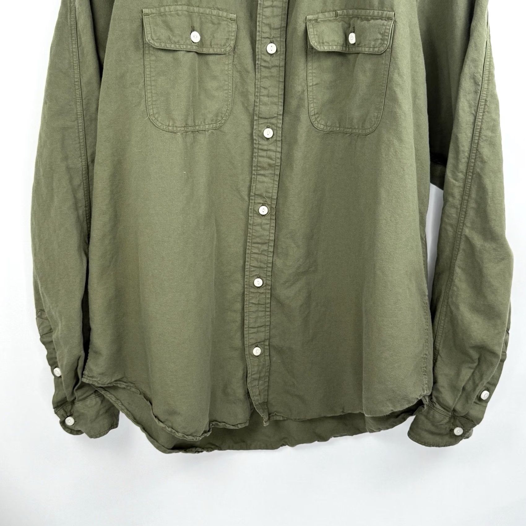 Vintage Heimat Textil Shirt Button-Up XL 52 Mens Green Cotton Hemp Long Sleeve Army Casual Training Size US XL / EU 56 / 4 - 3 Thumbnail